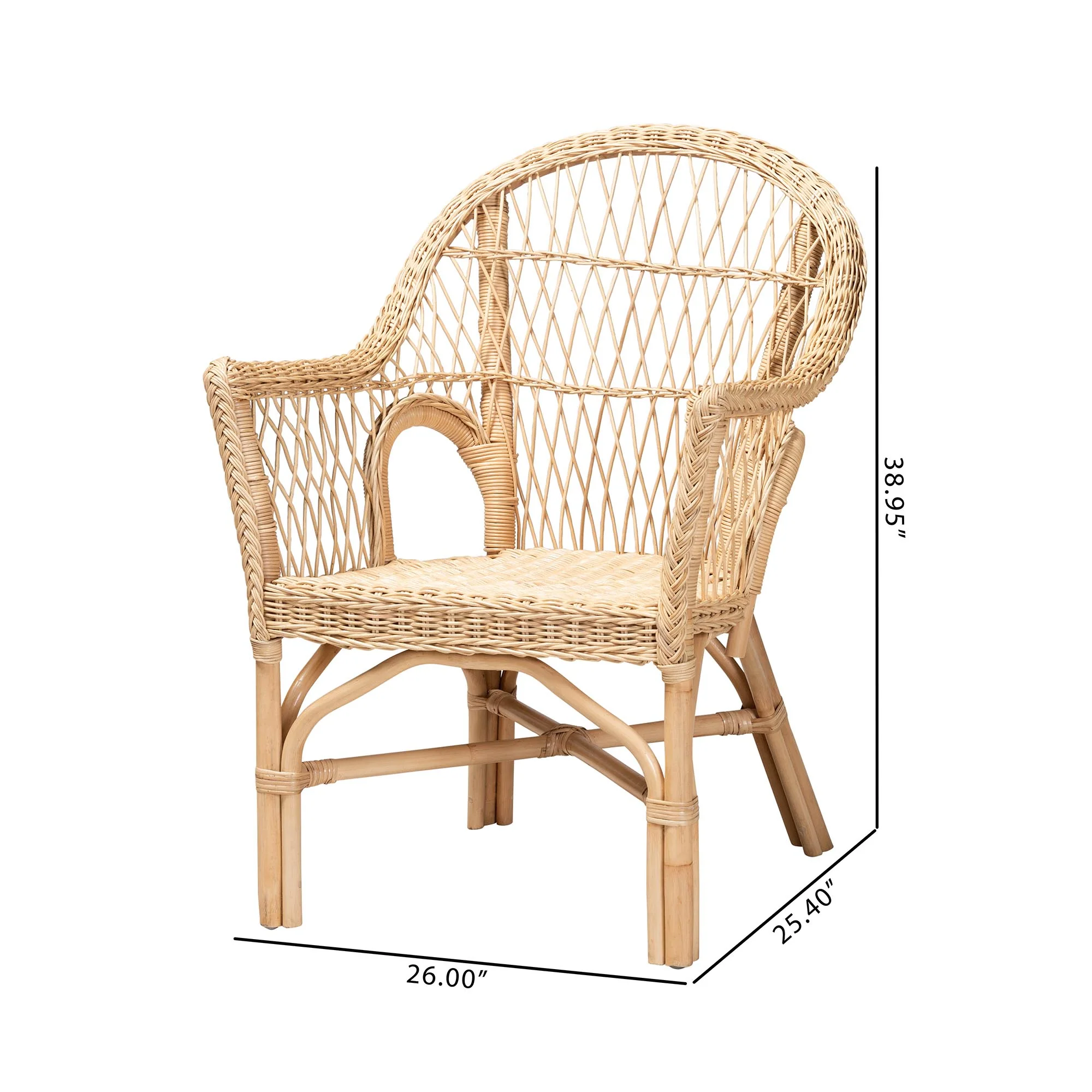 Baxton Studio bali & pari Zara Modern Bohemian Natural Rattan 2-Piece Accent Chair Set - Image 3