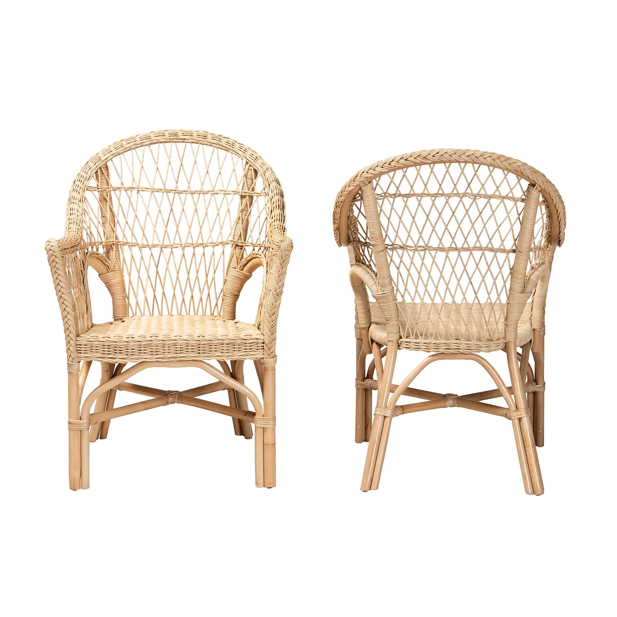 Baxton Studio bali & pari Zara Modern Bohemian Natural Rattan 2-Piece Accent Chair Set - Image 5