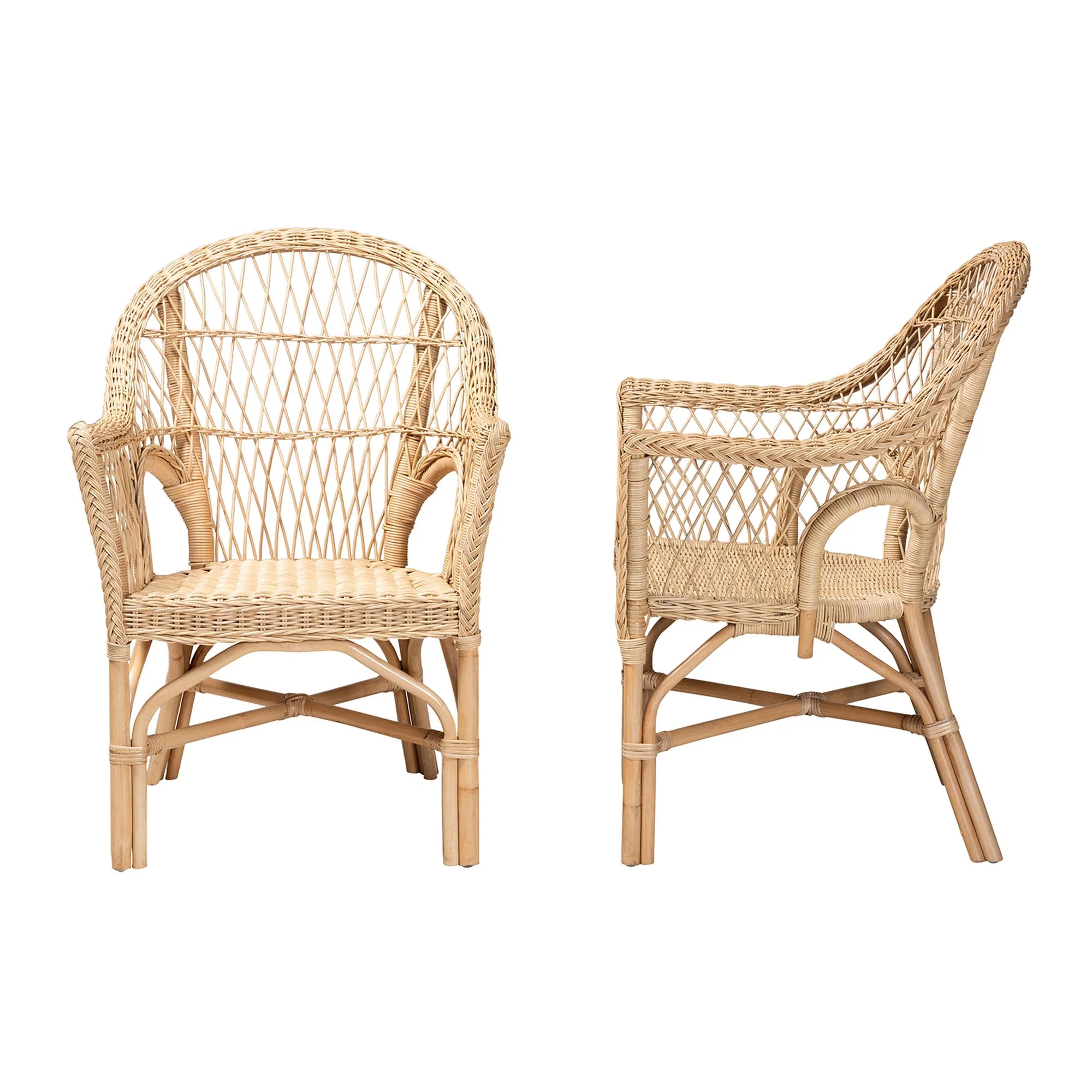 Baxton Studio bali & pari Zara Modern Bohemian Natural Rattan 2-Piece Accent Chair Set - Image 6