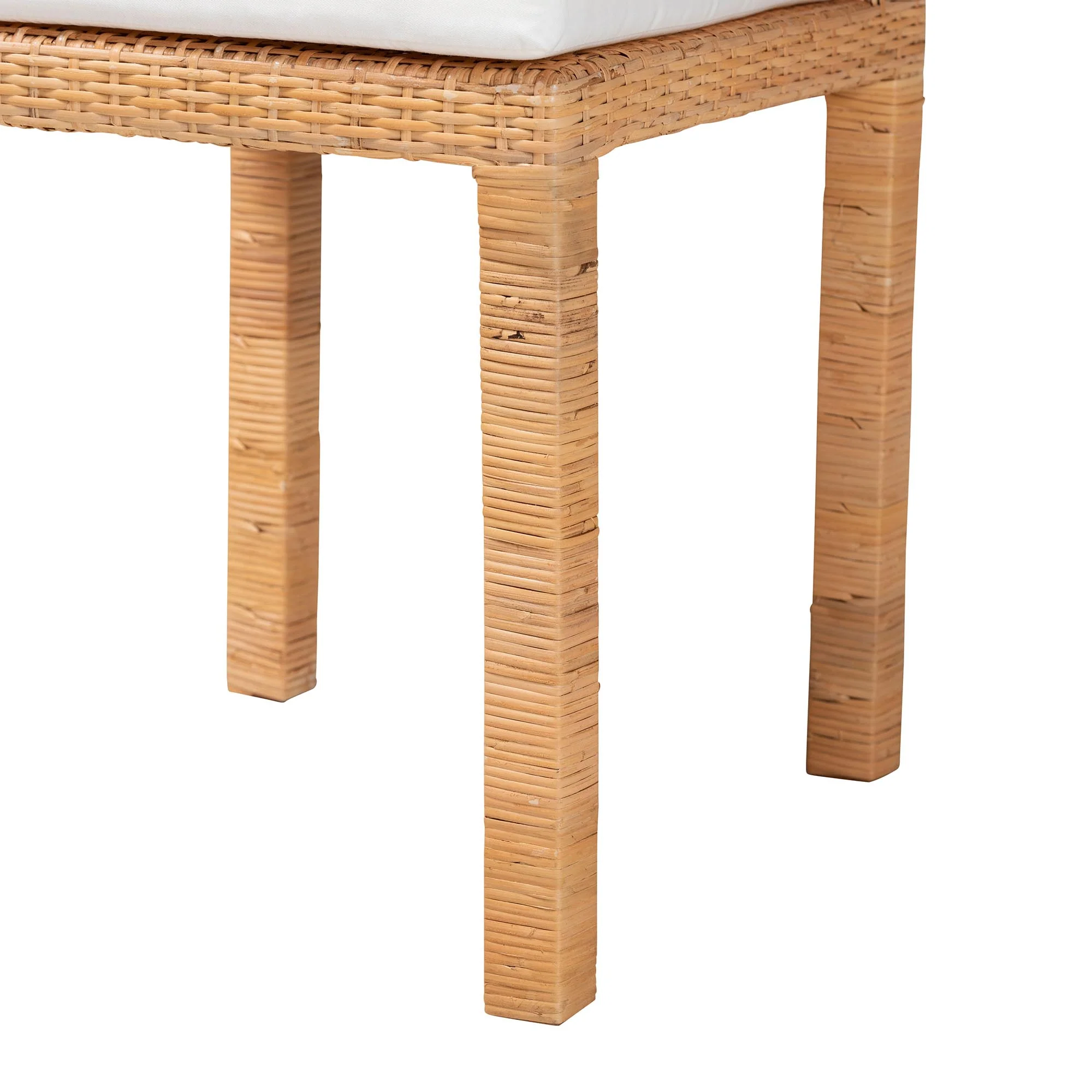 Baxton Studio bali & pari Zariah Modern Bohemian Natural Brown Rattan and Mahogany Wood 2-Piece Dining Chair Set - Image 8