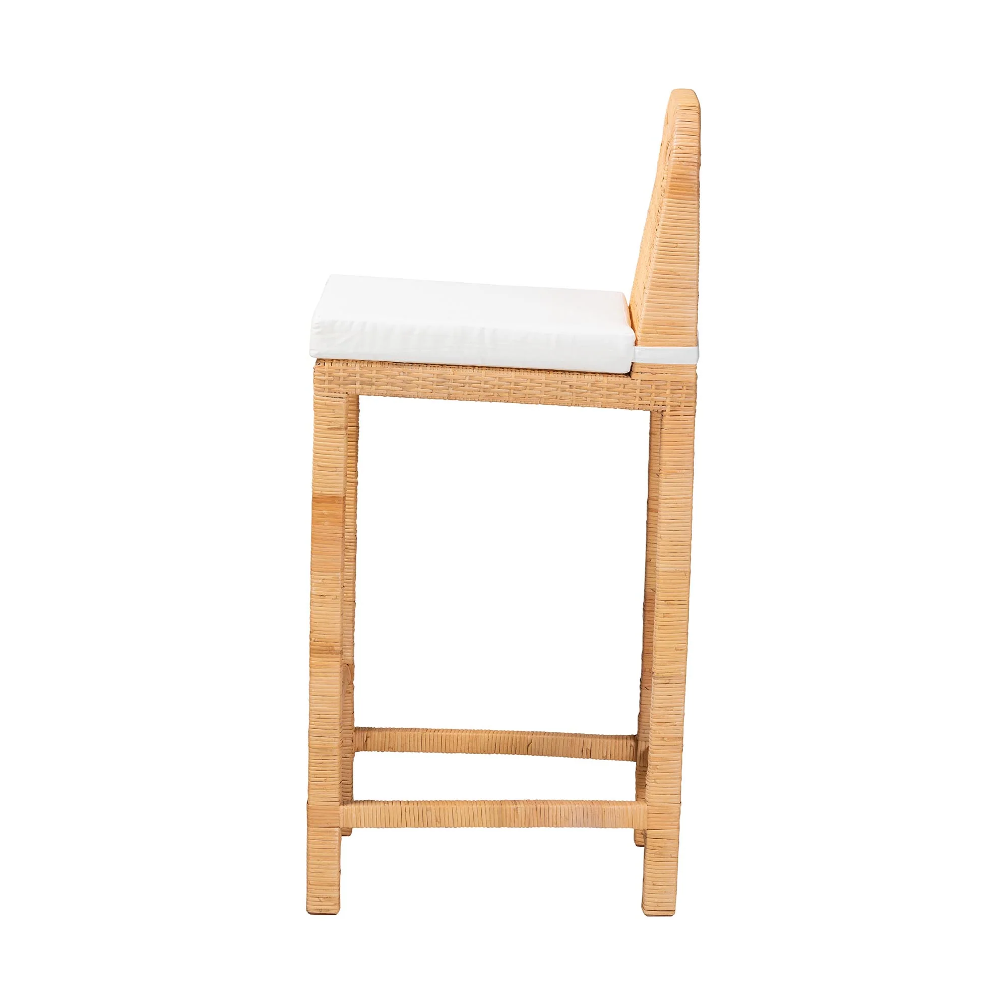 Baxton Studio bali & pari Zariah Modern Bohemian Natural Brown Rattan and Mahogany Wood Bar Stool - Image 4