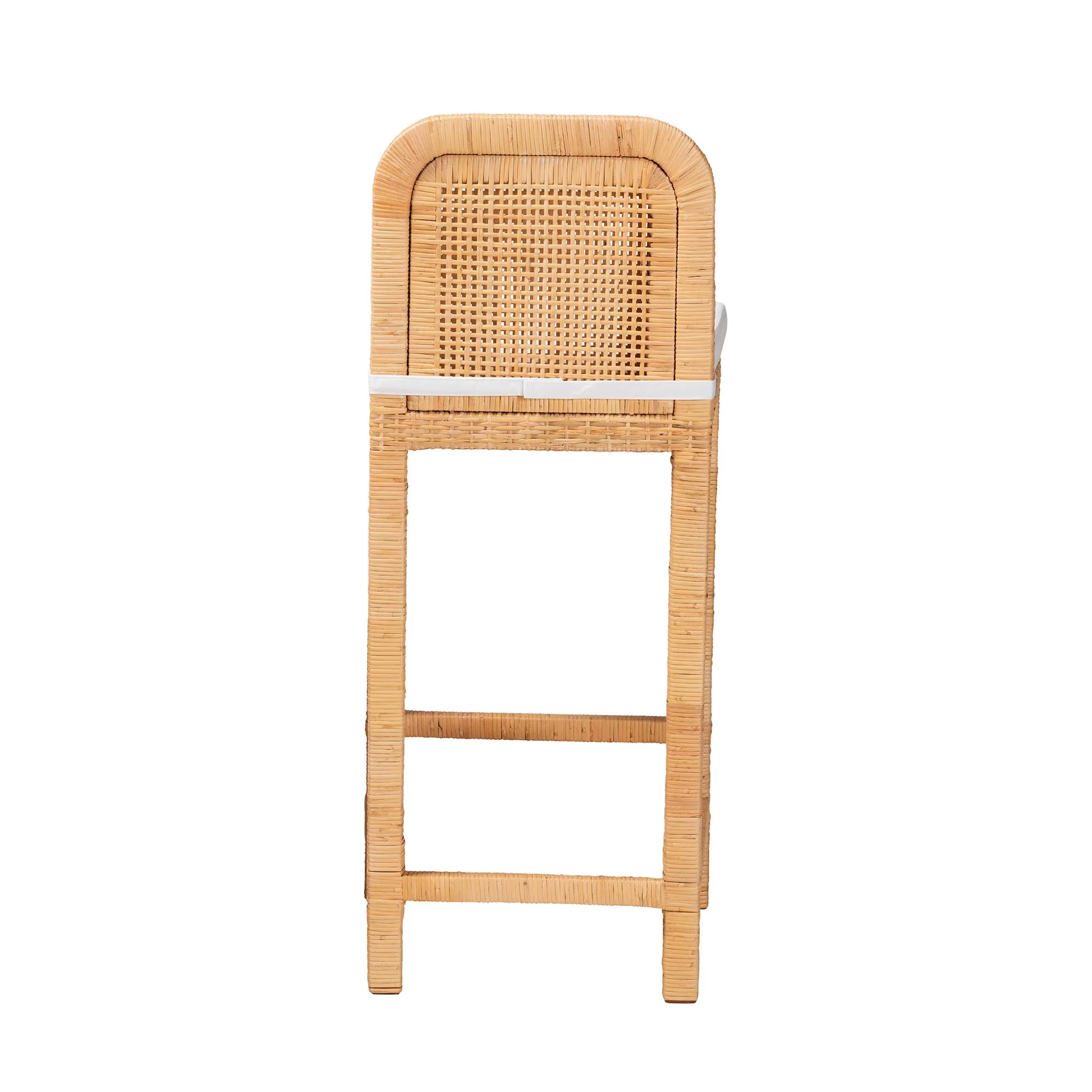 Baxton Studio bali & pari Zariah Modern Bohemian Natural Brown Rattan and Mahogany Wood Bar Stool - Image 5