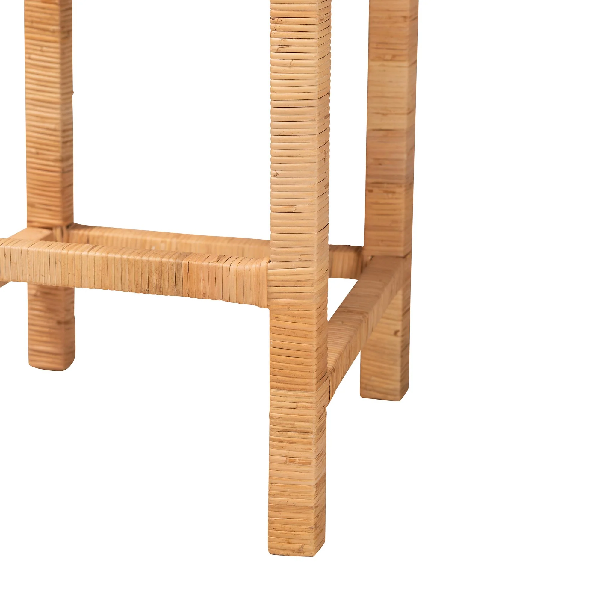 Baxton Studio bali & pari Zariah Modern Bohemian Natural Brown Rattan and Mahogany Wood Bar Stool - Image 7