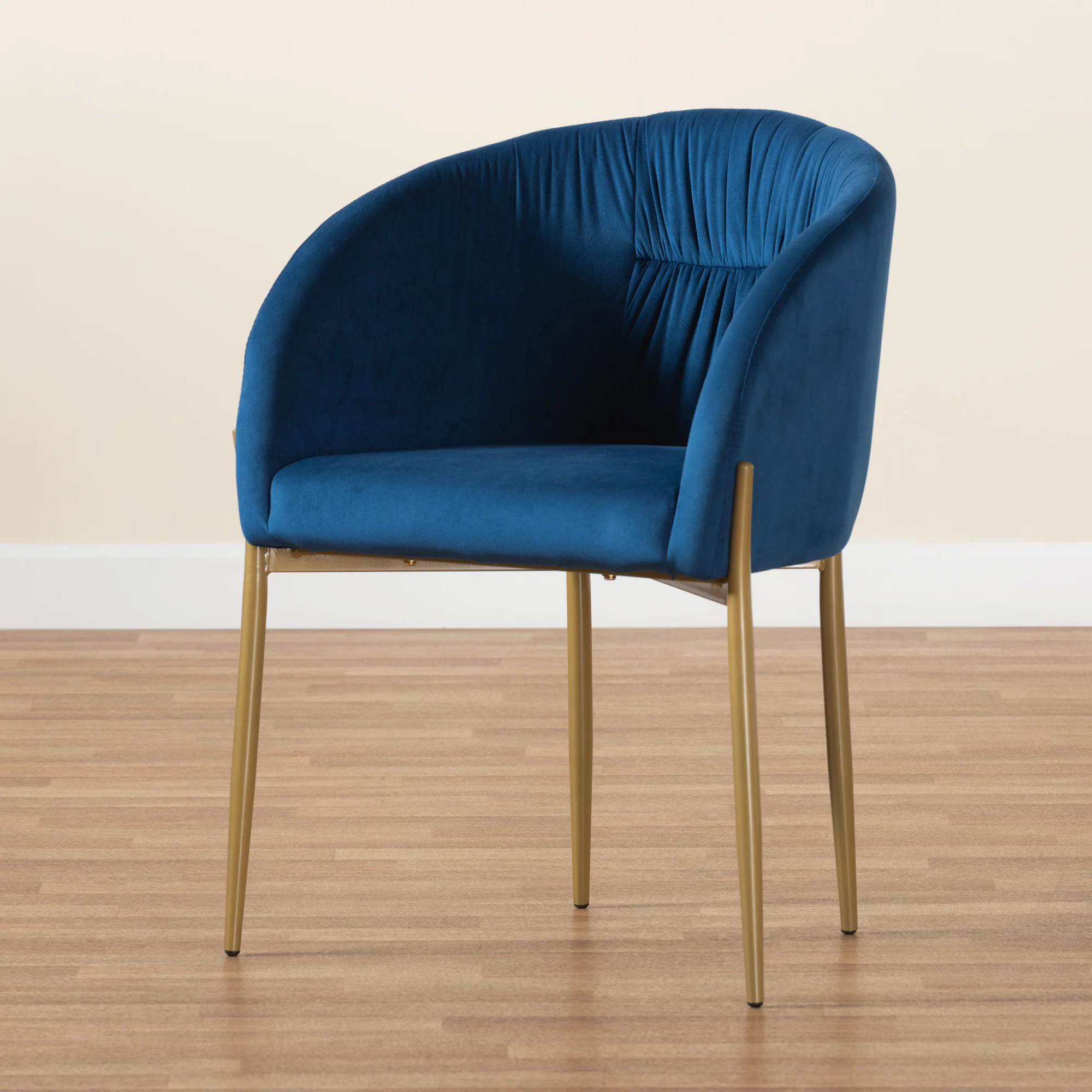 Baxton Studio Ballard Modern Luxe and Glam Navy Blue Velvet Fabric Upholstered and Gold Finished Metal Dining Chair - Image 2