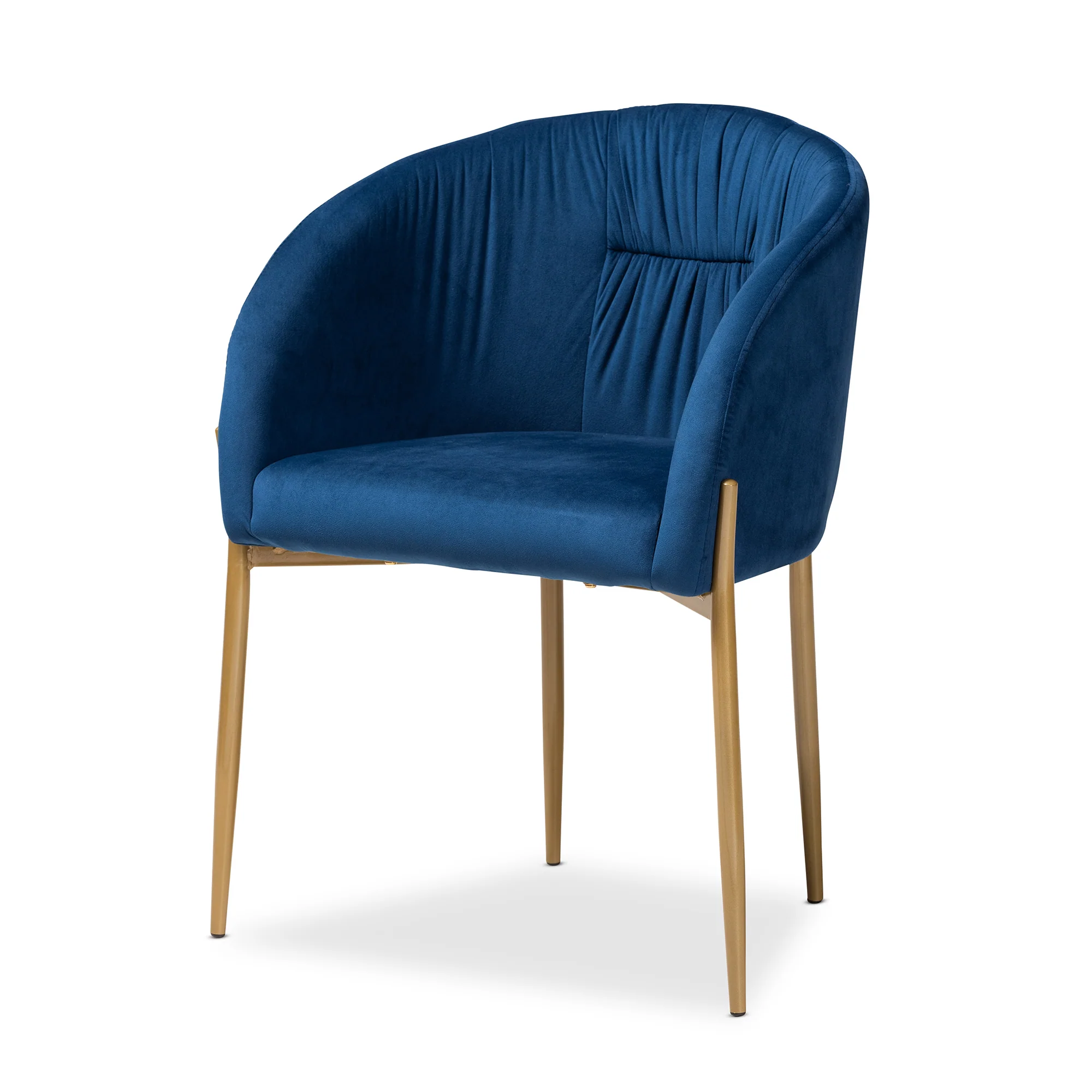 Baxton Studio Ballard Modern Luxe and Glam Navy Blue Velvet Fabric Upholstered and Gold Finished Metal Dining Chair - Image 4