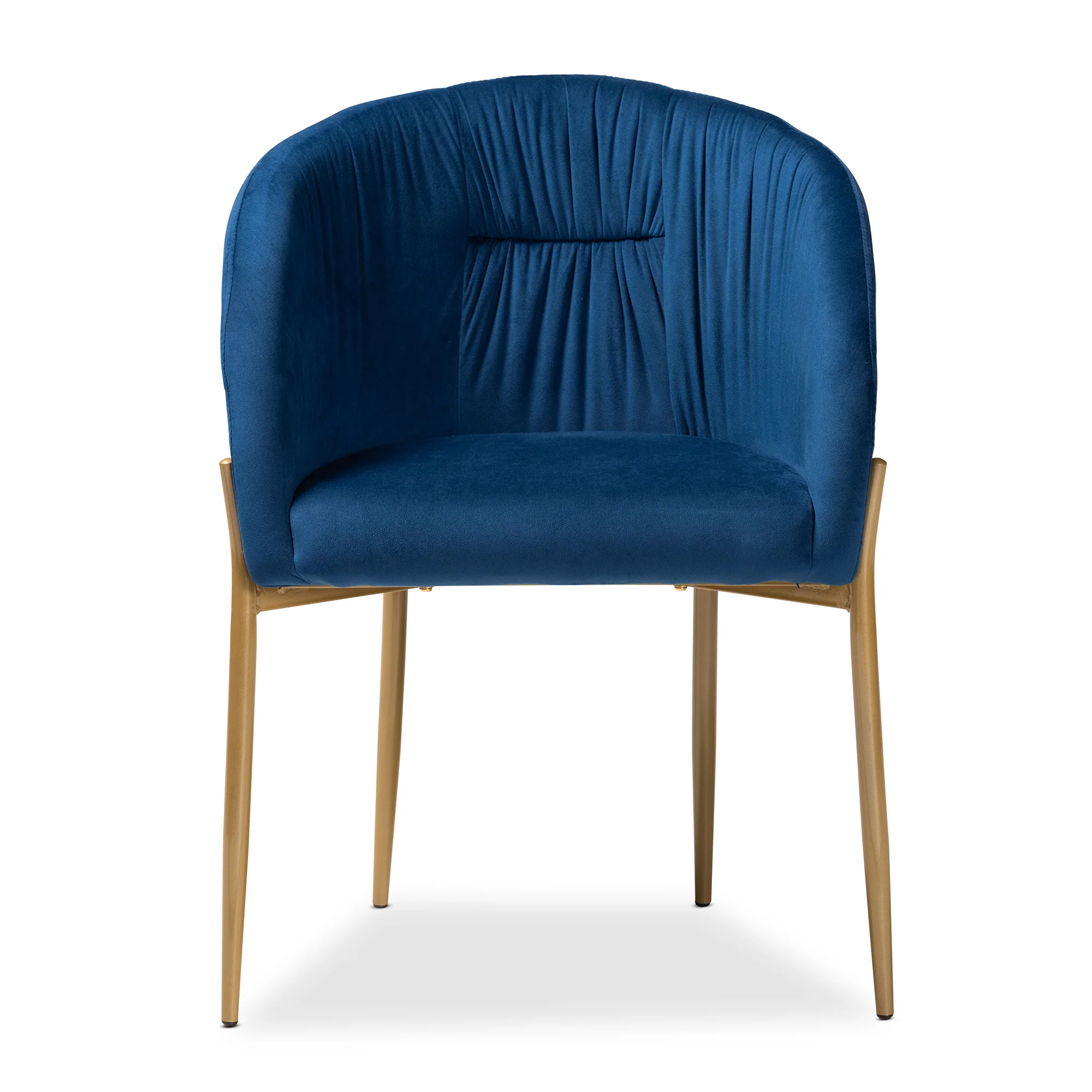 Baxton Studio Ballard Modern Luxe and Glam Navy Blue Velvet Fabric Upholstered and Gold Finished Metal Dining Chair - Image 5