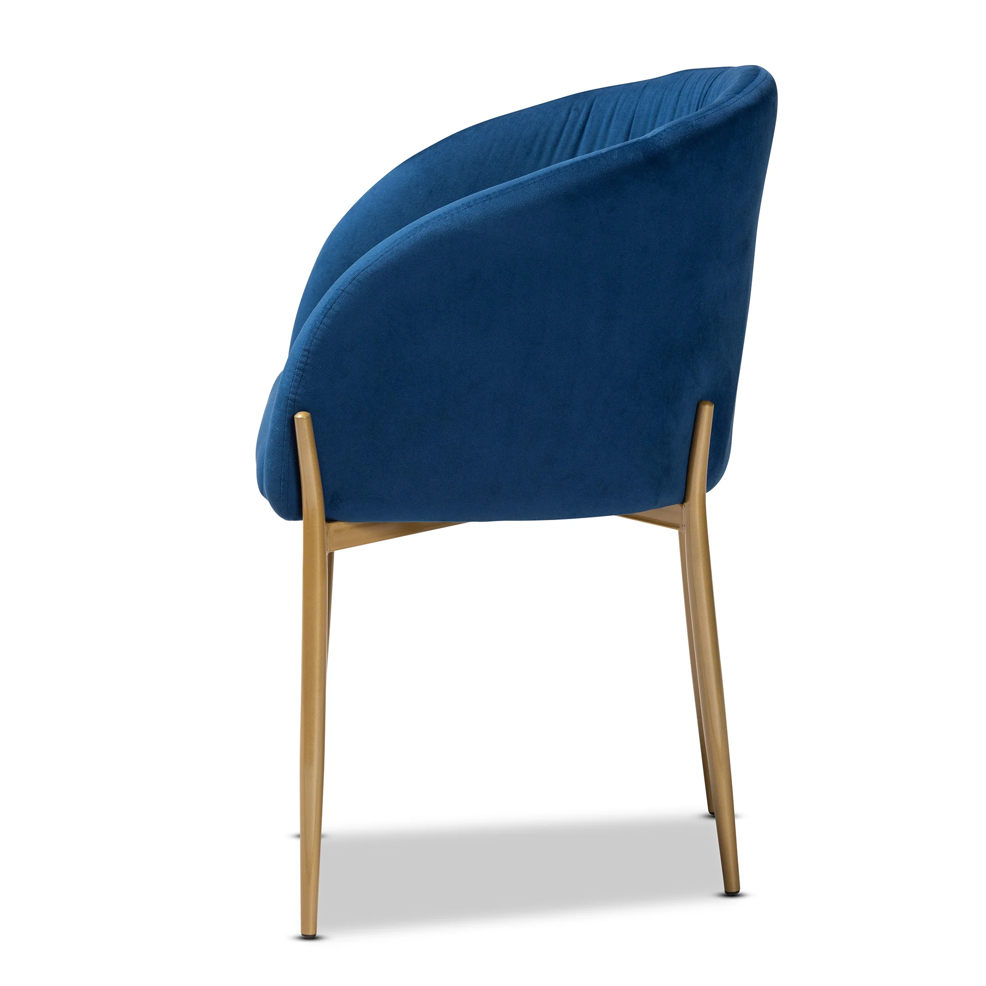 Baxton Studio Ballard Modern Luxe and Glam Navy Blue Velvet Fabric Upholstered and Gold Finished Metal Dining Chair - Image 6