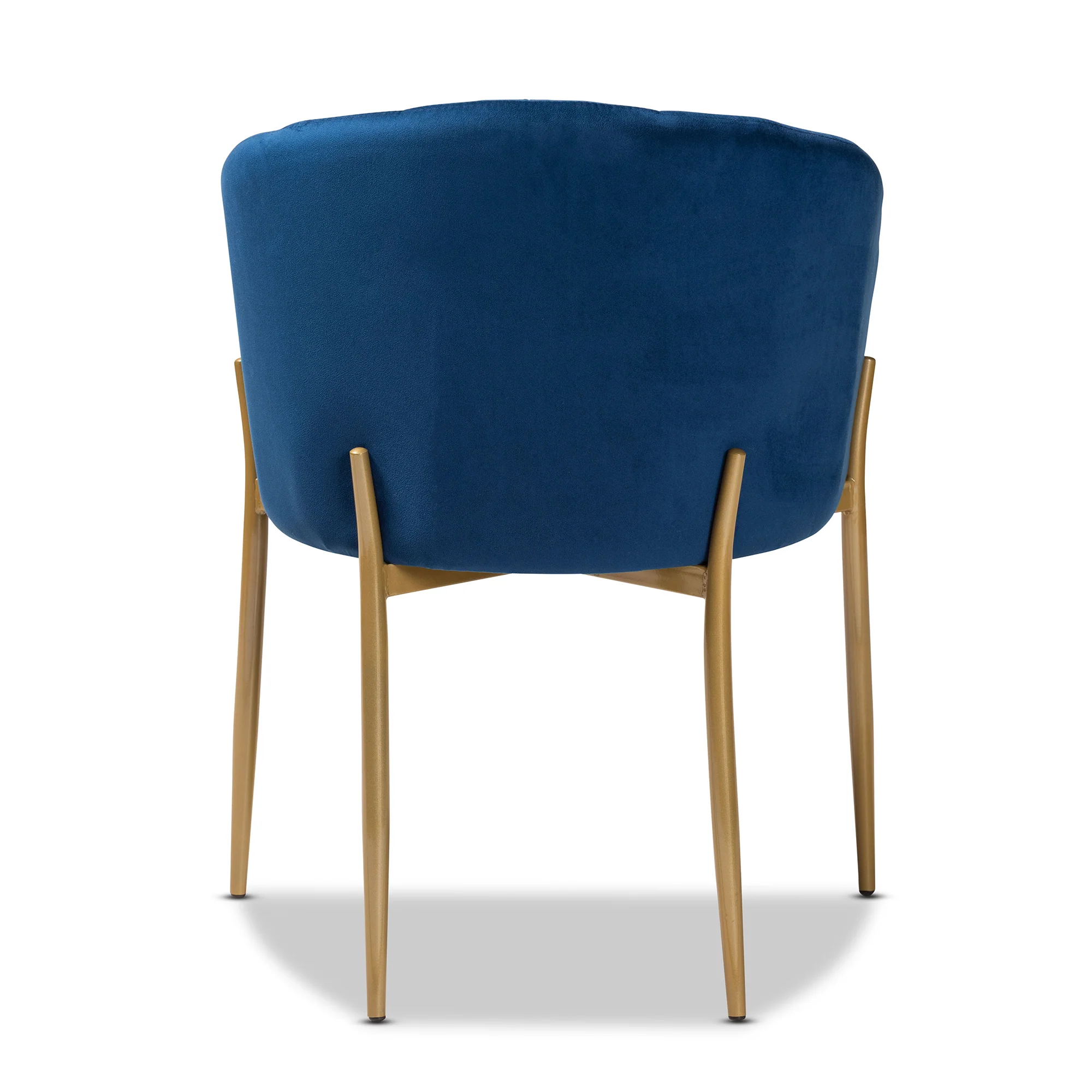 Baxton Studio Ballard Modern Luxe and Glam Navy Blue Velvet Fabric Upholstered and Gold Finished Metal Dining Chair - Image 7
