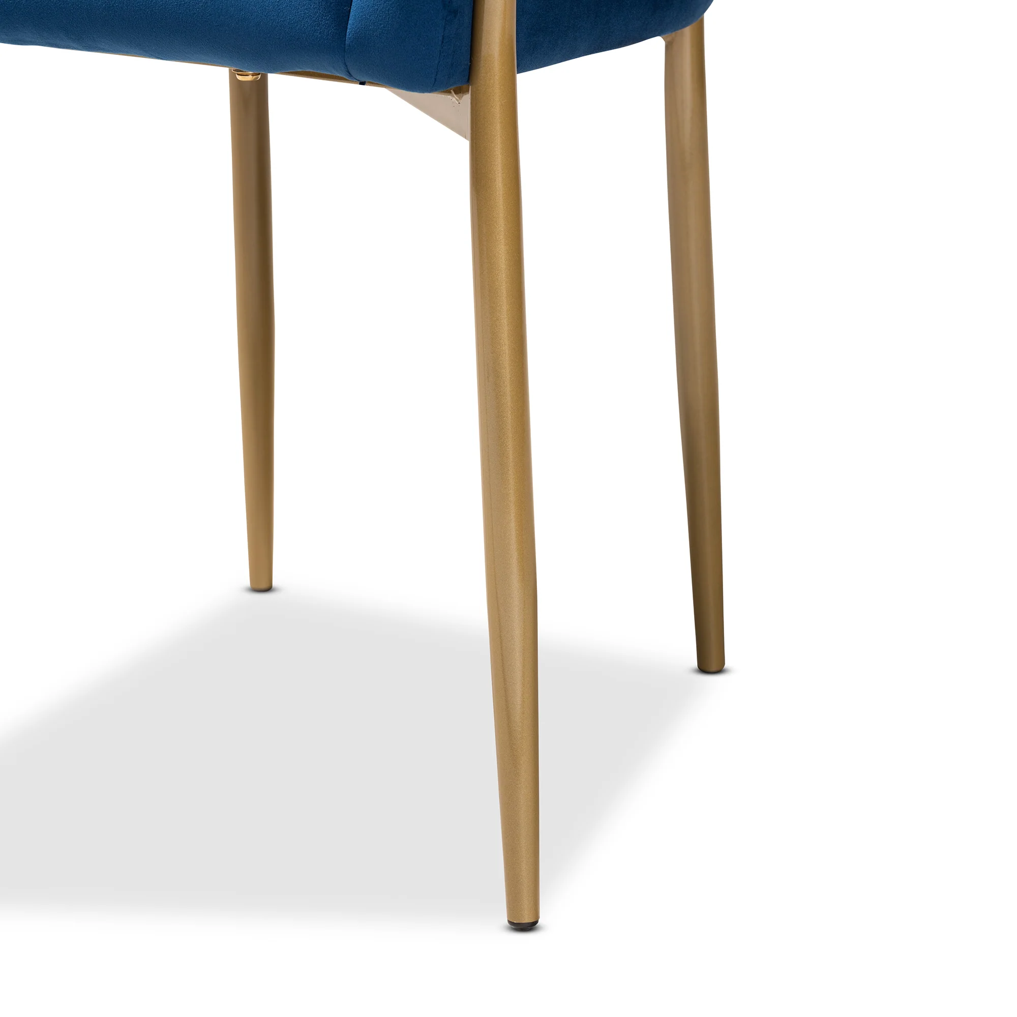 Baxton Studio Ballard Modern Luxe and Glam Navy Blue Velvet Fabric Upholstered and Gold Finished Metal Dining Chair - Image 9