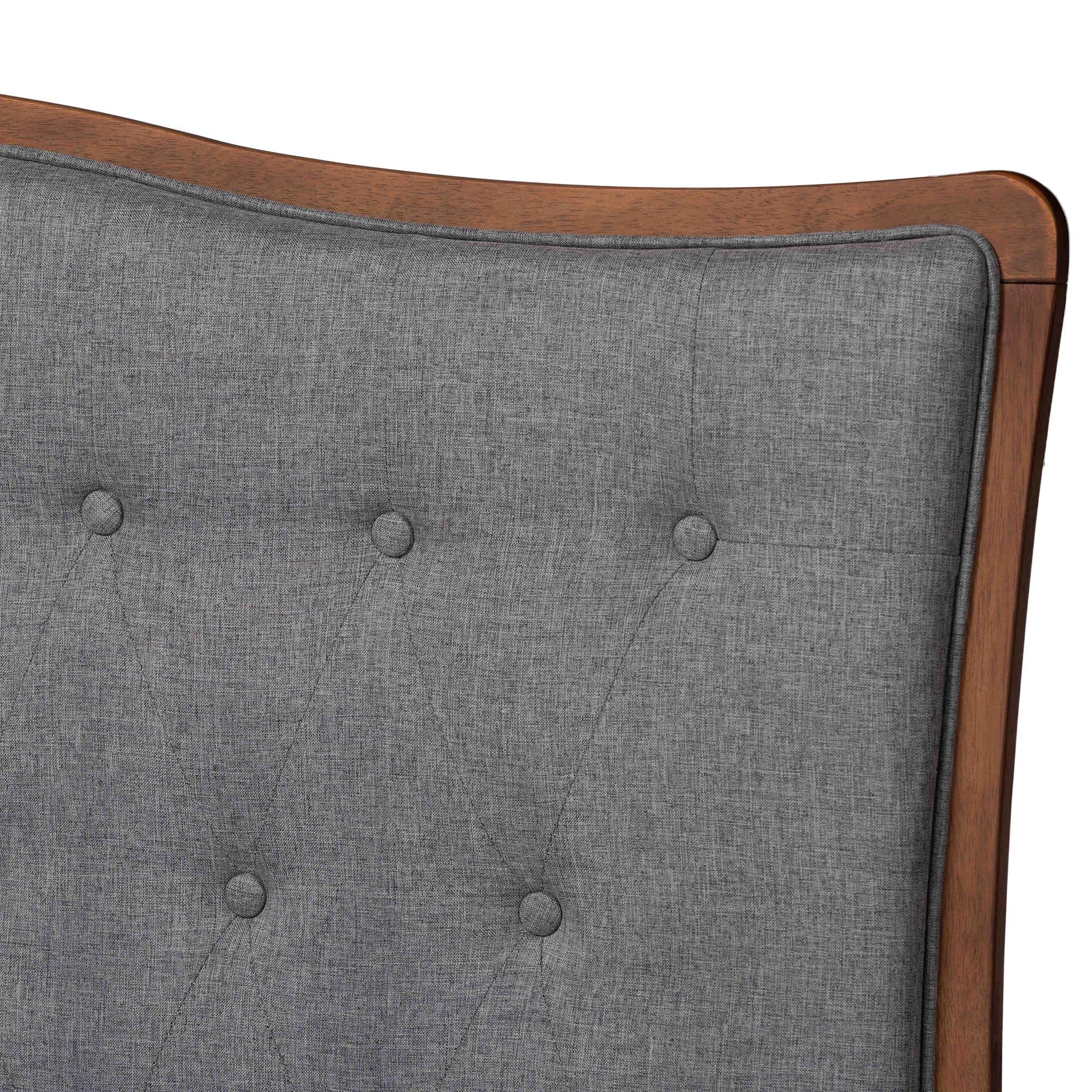 Baxton Studio Ballari Classic and Traditional Grey Fabric and Walnut Brown Finished Wood Queen Size Platform Bed - Image 9