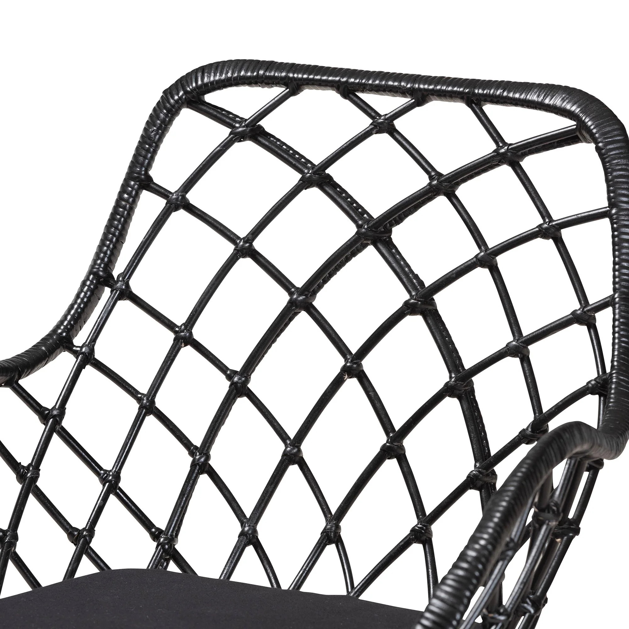 Baxton Studio Ballerina Modern Bohemian Black Finished Wood and Rattan 5-Piece Dining Set - Image 8