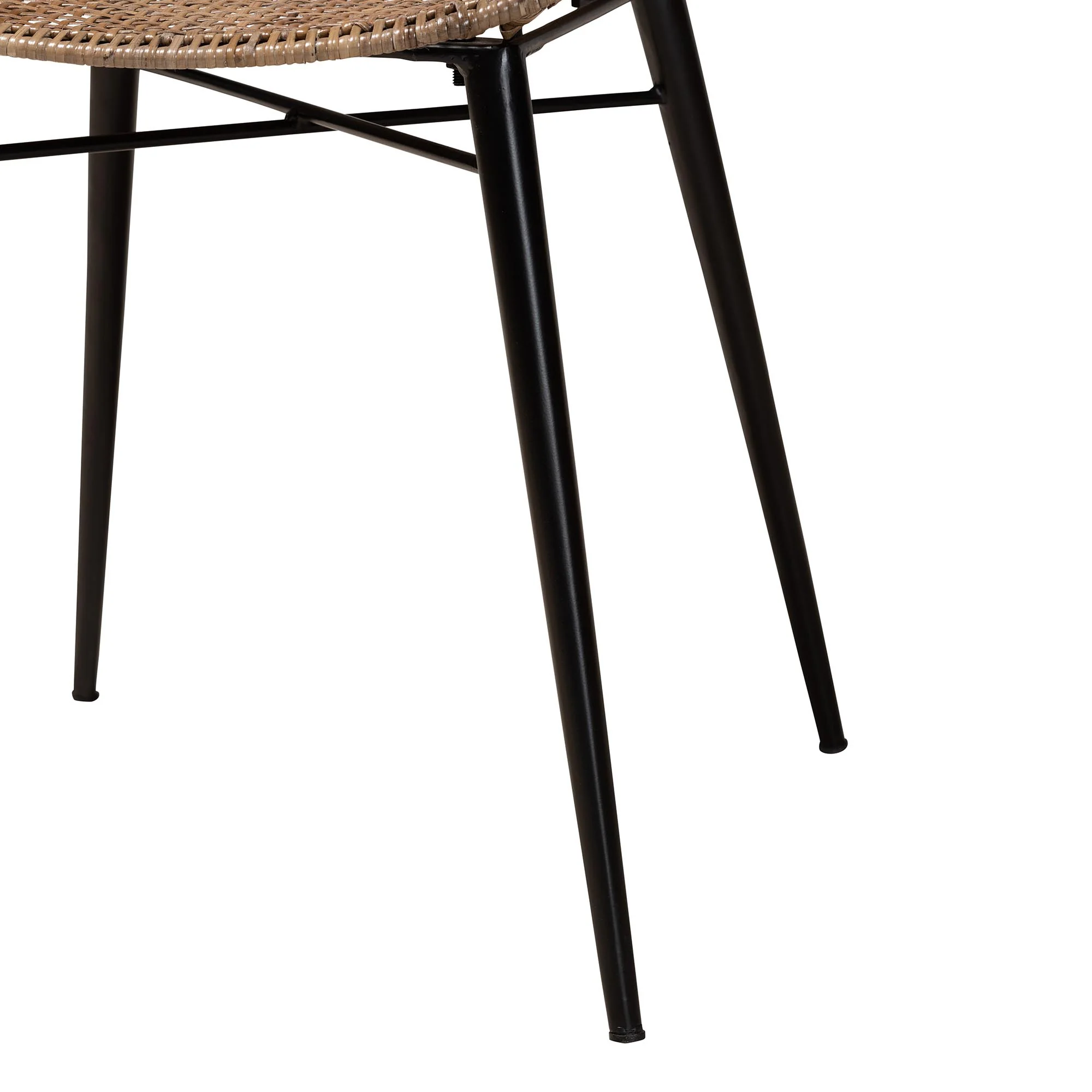 Baxton Studio Ballerina Modern Bohemian Greywashed Rattan and Black Metal 5-Piece Dining Set - Image 7