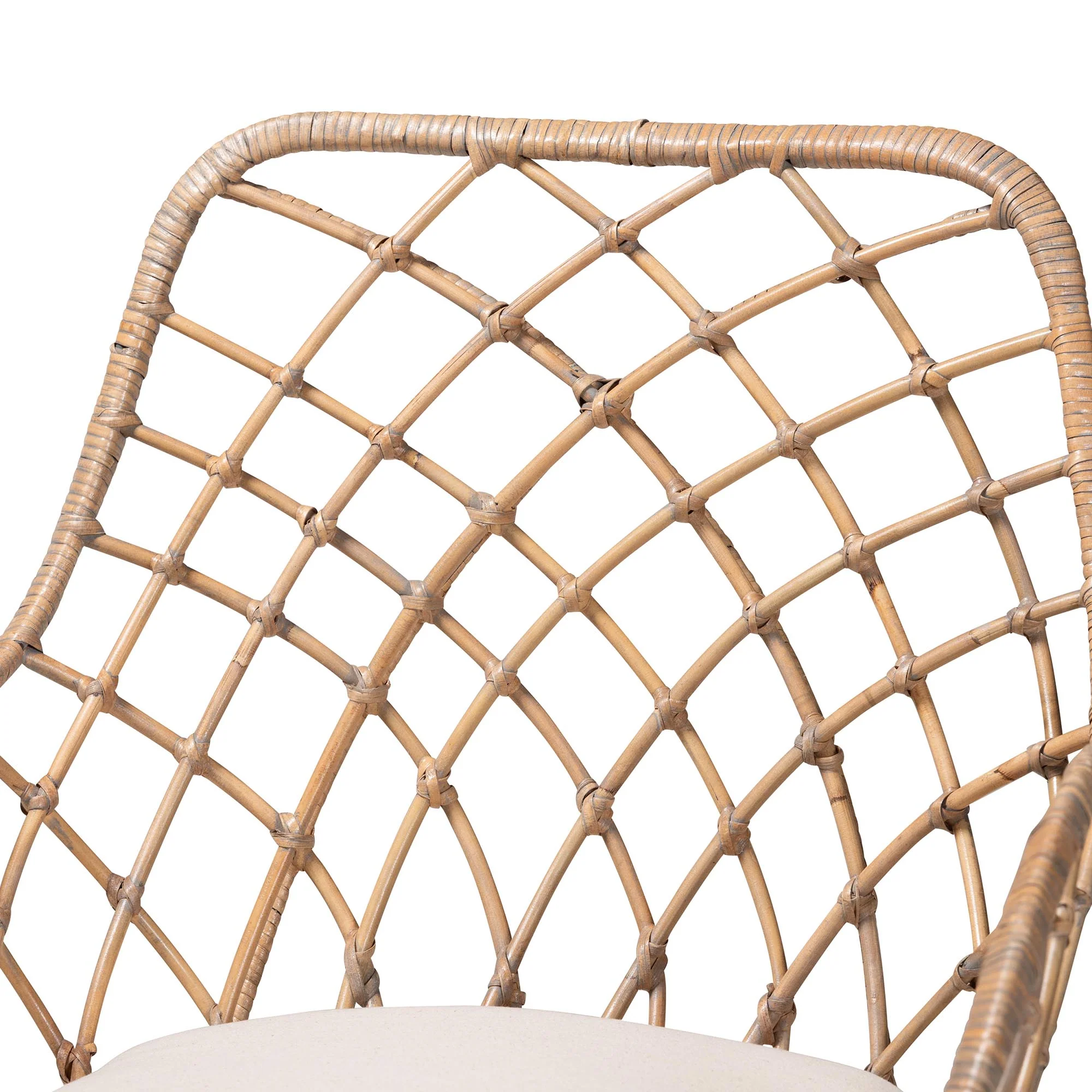 Baxton Studio Ballerina Modern Bohemian Greywashed Rattan and Natural Brown Finished Mahogany Wood 5-Piece Dining Set - Image 8