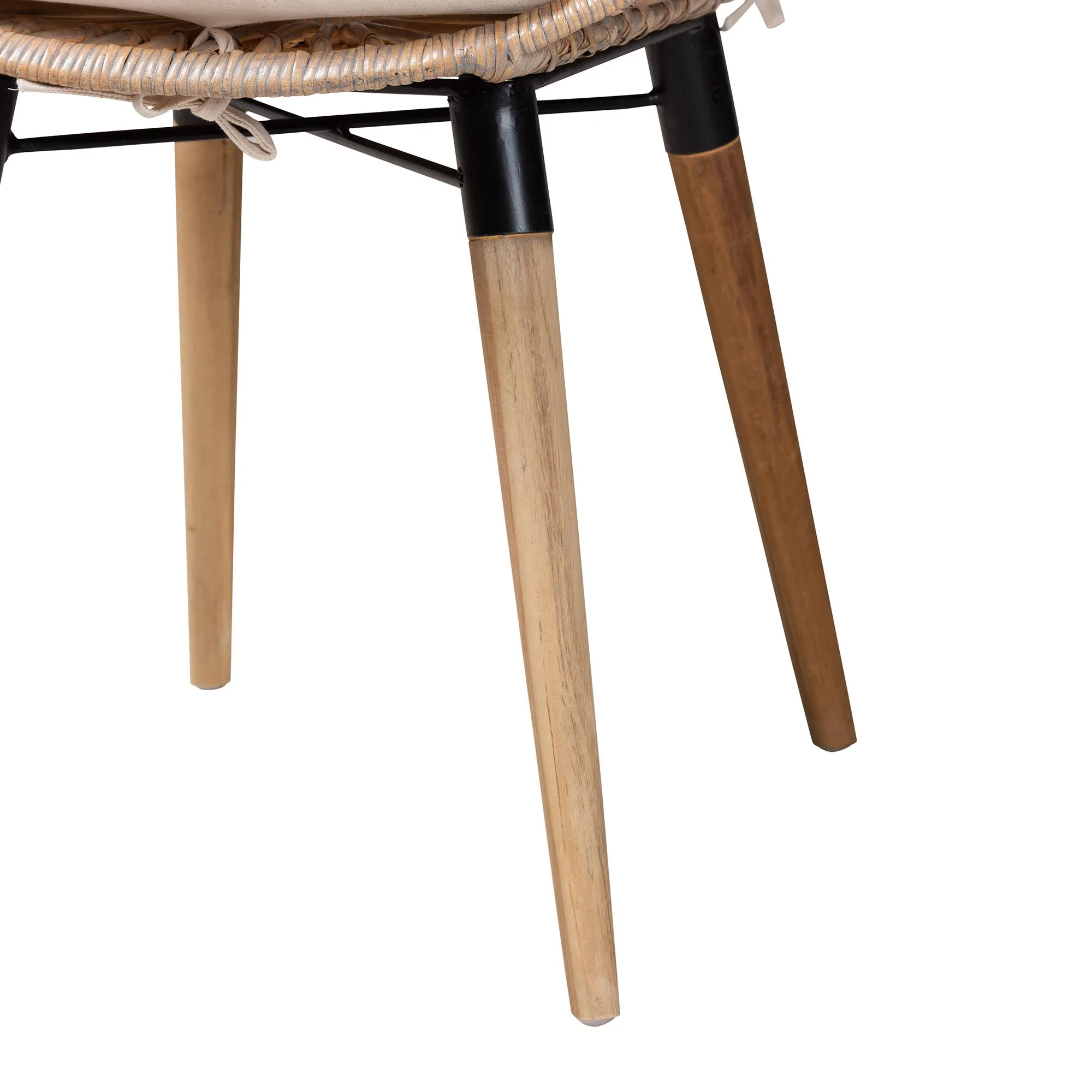 Baxton Studio Ballerina Modern Bohemian Greywashed Rattan and Natural Brown Finished Wood 5-Piece Dining Set - Image 9