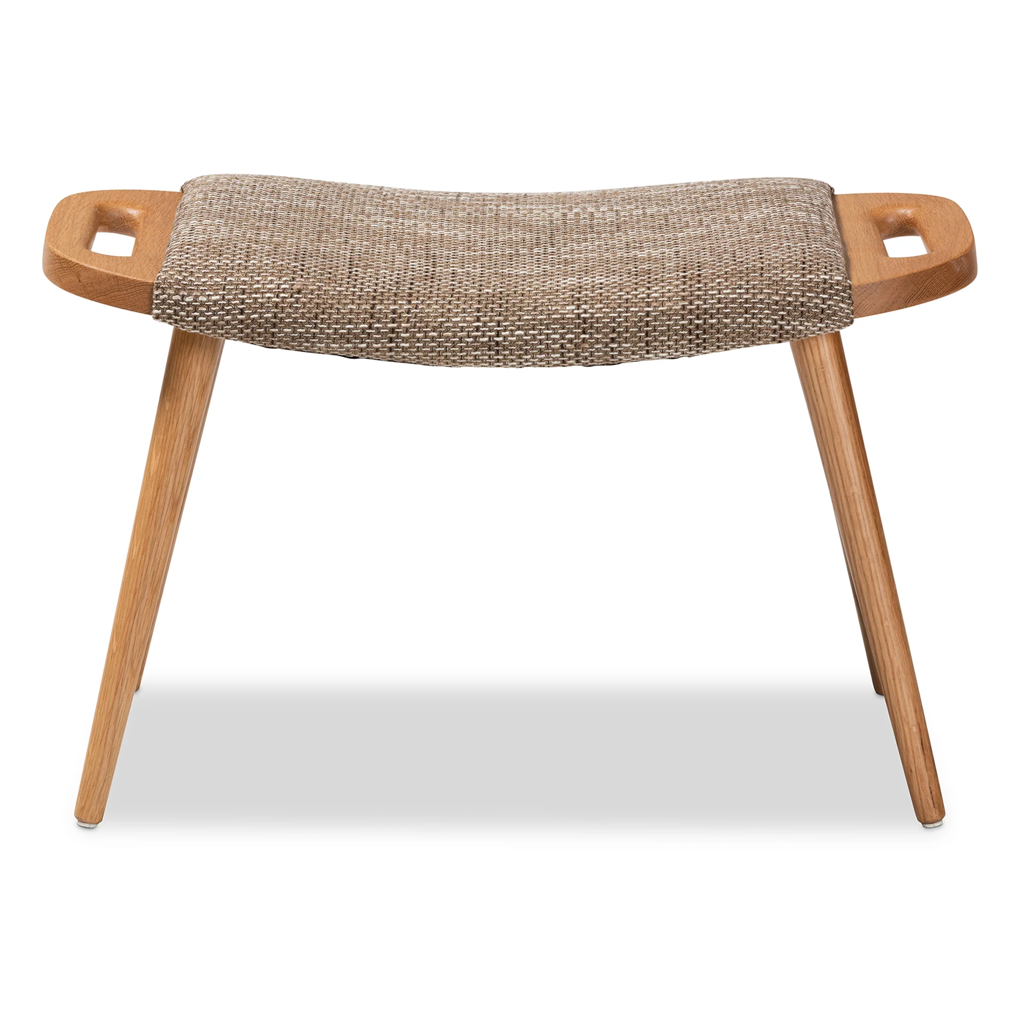 Baxton Studio Banner Mid-Century Modern Light Brown Fabric Upholstered and Oak Brown Finished Wood Accent Bench - Image 5