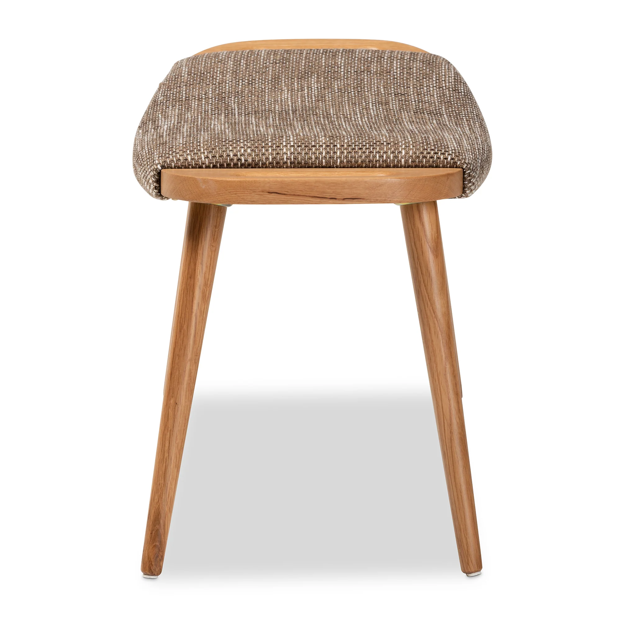 Baxton Studio Banner Mid-Century Modern Light Brown Fabric Upholstered and Oak Brown Finished Wood Accent Bench - Image 6