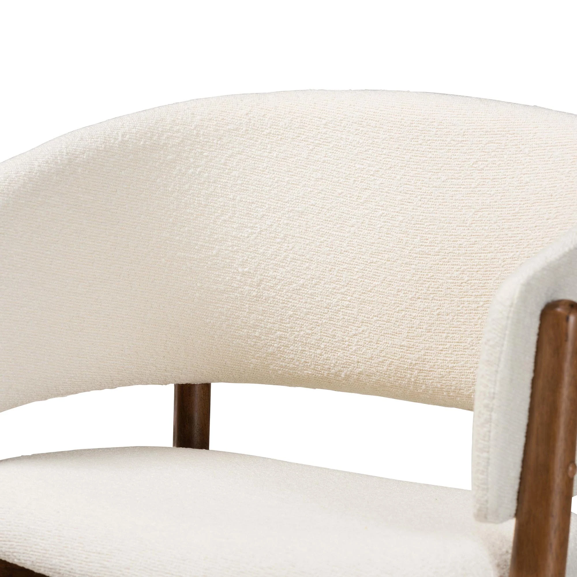 Baxton Studio Baron Mid-Century Modern Cream Boucle Fabric Upholstered and Walnut Brown Finished Wood 2-Piece Living Room Accent Chair Set - Image 7