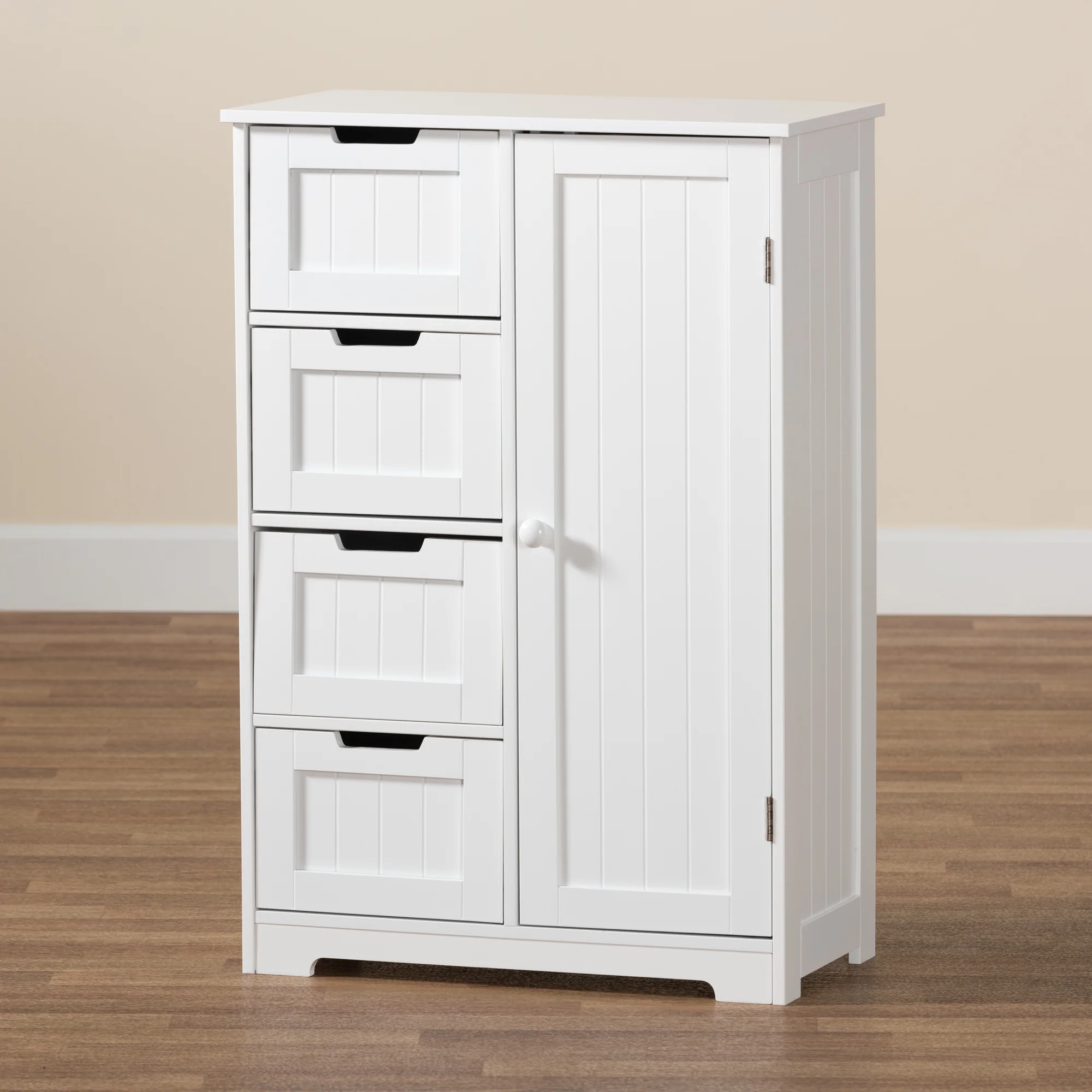 Baxton Studio Bauer Modern and Contemporary White Finished Wood 4-Drawer Bathroom Storage Cabinet - Image 10