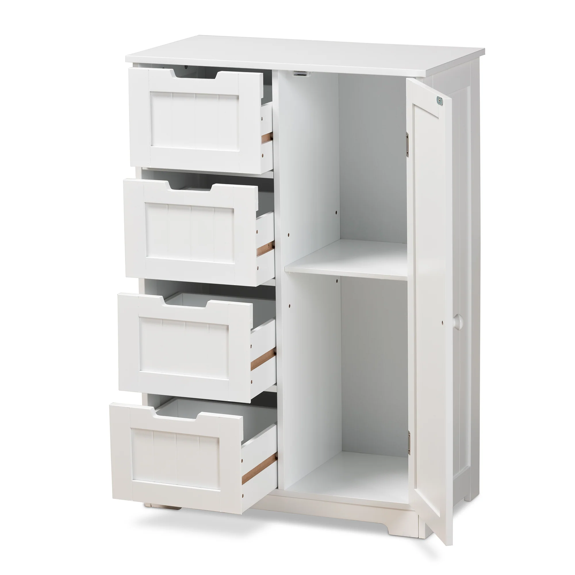 Baxton Studio Bauer Modern and Contemporary White Finished Wood 4-Drawer Bathroom Storage Cabinet - Image 3
