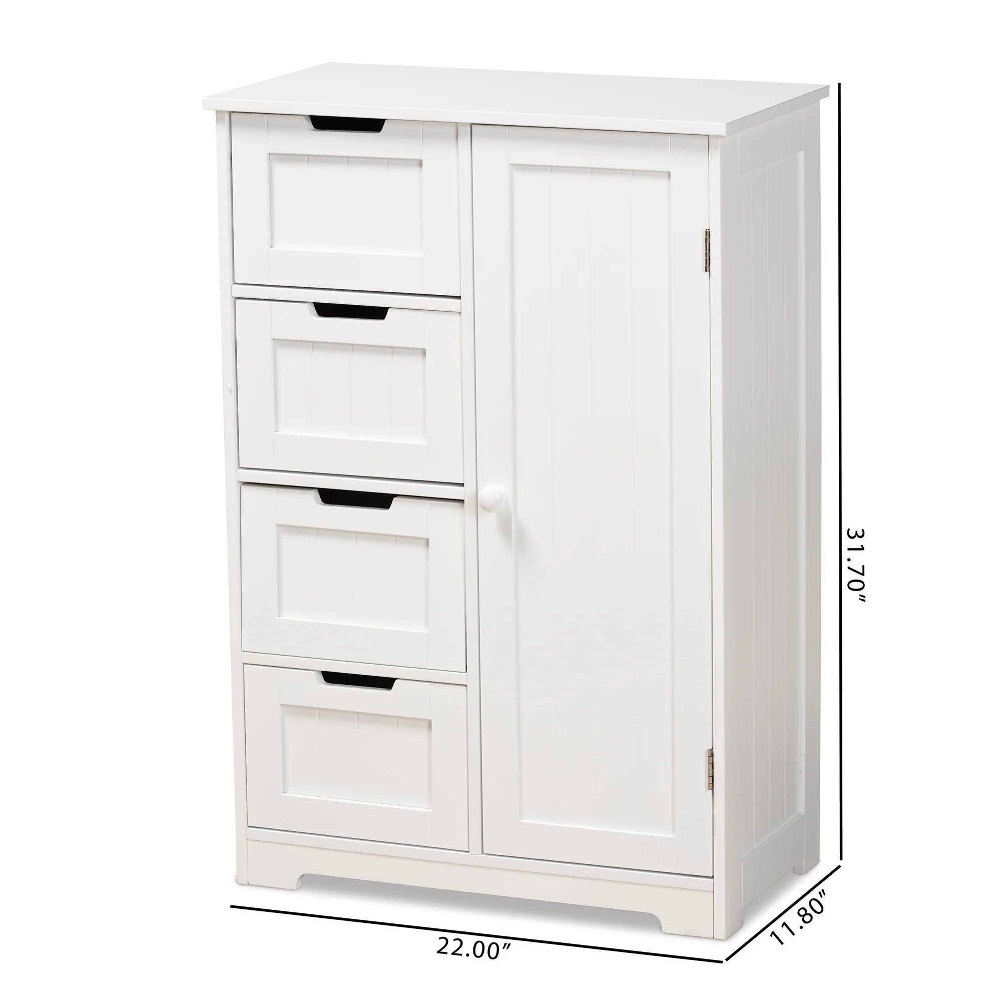 Baxton Studio Bauer Modern and Contemporary White Finished Wood 4-Drawer Bathroom Storage Cabinet - Image 8