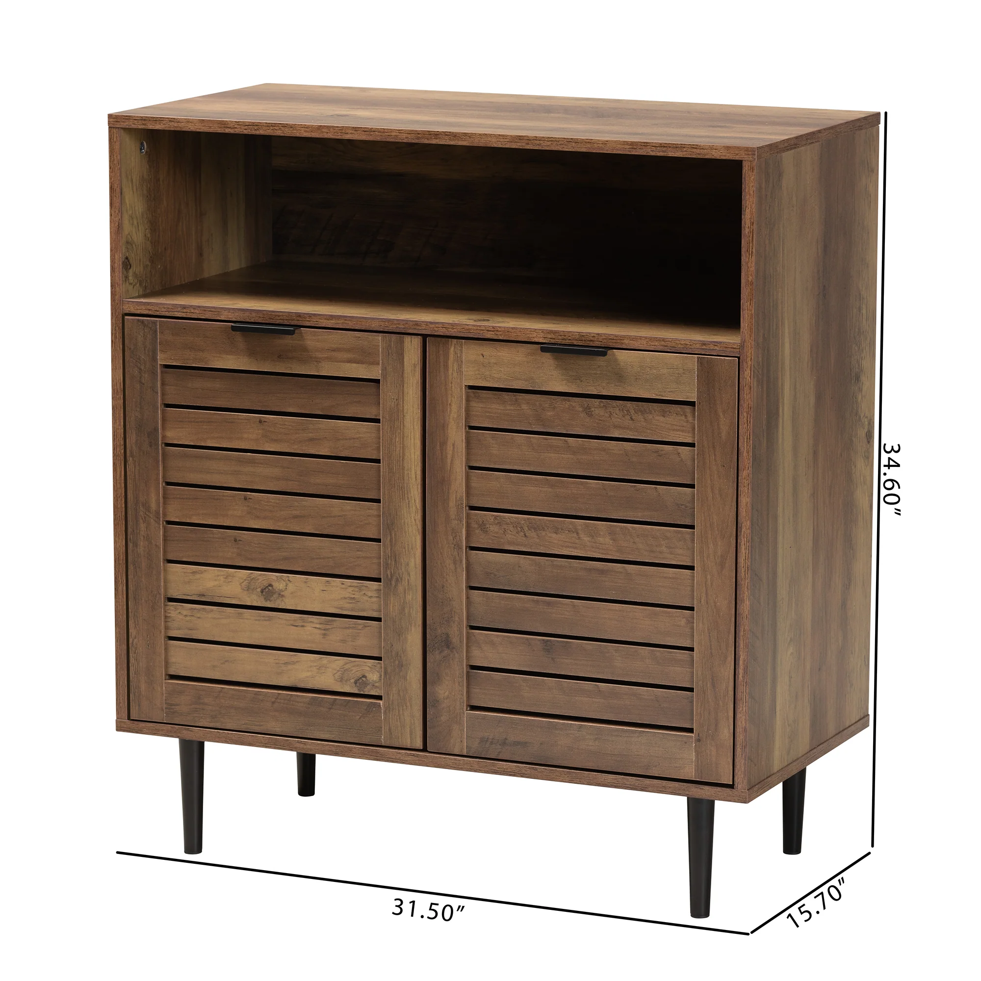 Baxton Studio Baylah Mid-Century Modern Natural Brown Finished Wood and Black Metal 2-Door Sideboard - Image 10