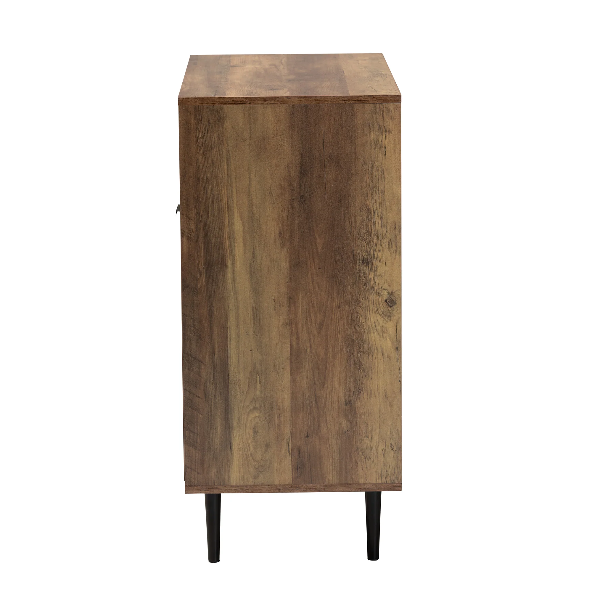 Baxton Studio Baylah Mid-Century Modern Natural Brown Finished Wood and Black Metal 2-Door Sideboard - Image 5