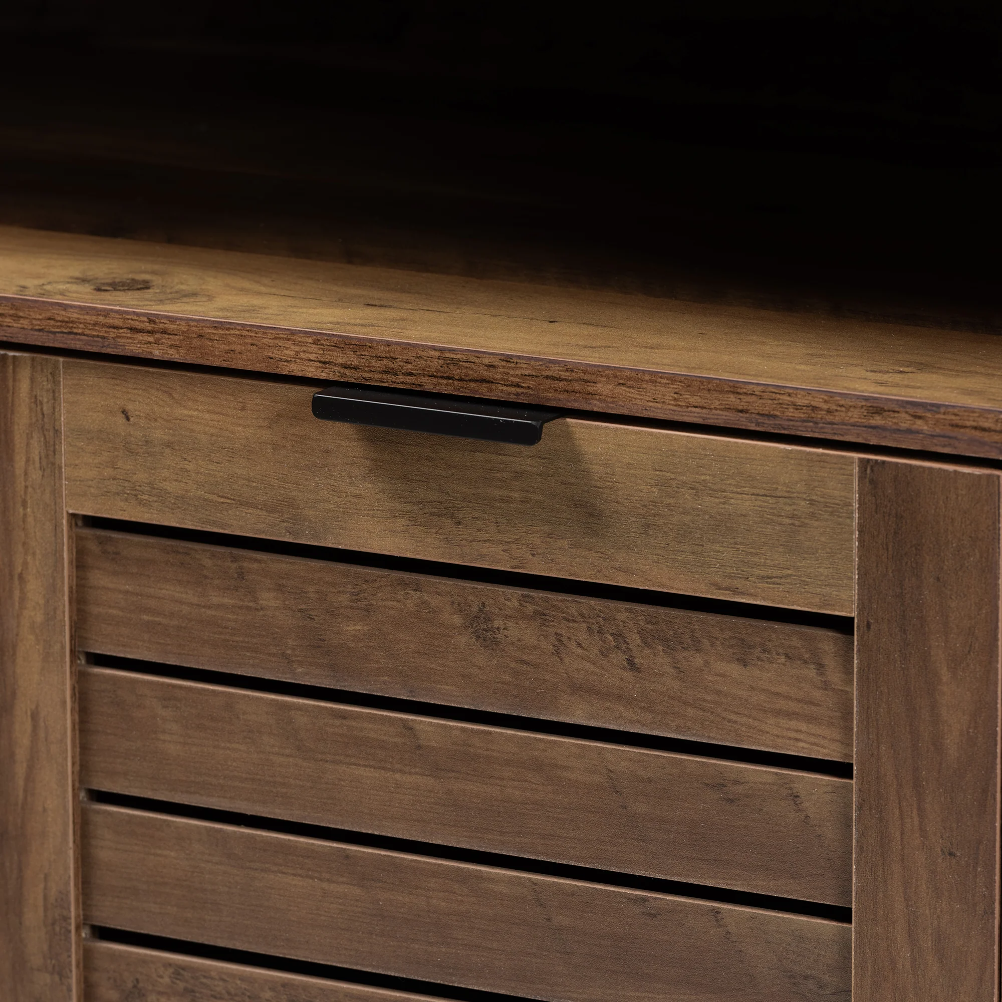 Baxton Studio Baylah Mid-Century Modern Natural Brown Finished Wood and Black Metal 2-Door Sideboard - Image 6
