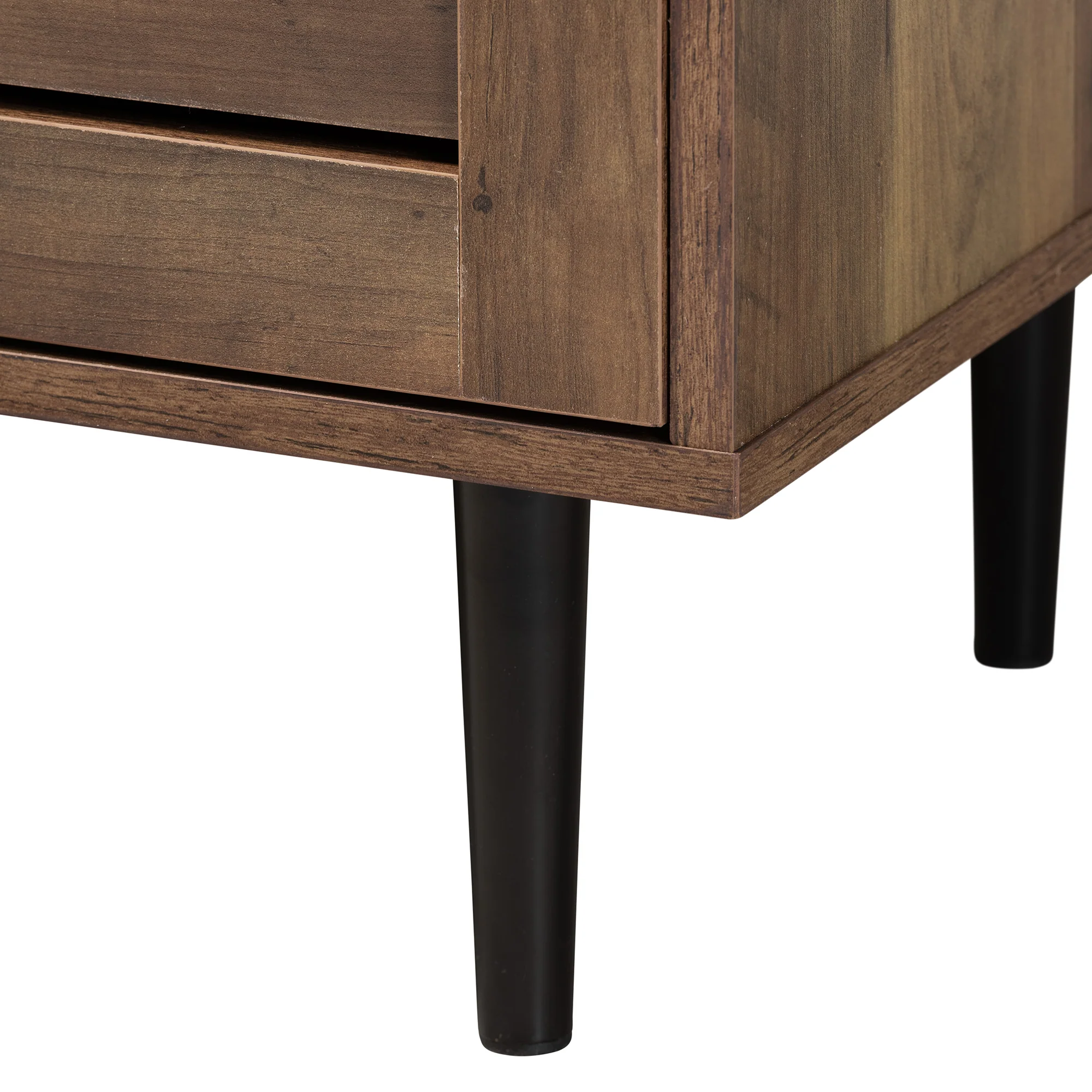 Baxton Studio Baylah Mid-Century Modern Natural Brown Finished Wood and Black Metal 2-Door Sideboard - Image 7