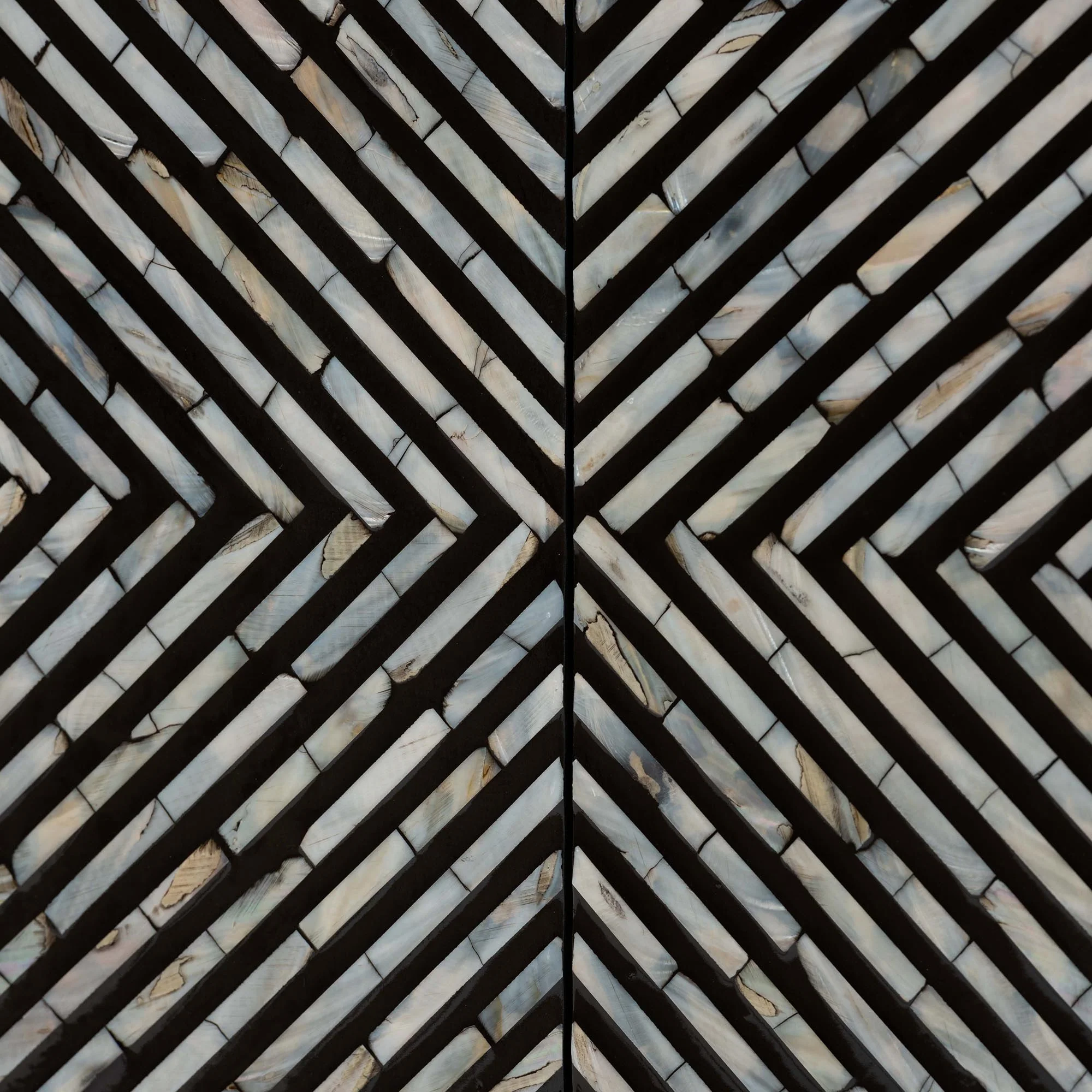 Baxton Studio Belenus Modern Bohemian Two-Tone Black and Grey Mother of Pearl and Gold Metal Storage Cabinet - Image 7