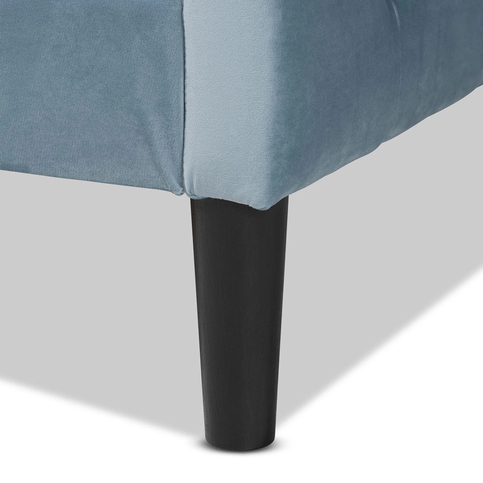 Baxton Studio Benjamin Modern and Contemporary Light Blue Velvet Fabric Upholstered and Dark Brown Finished Wood Full Size Daybed - Image 6