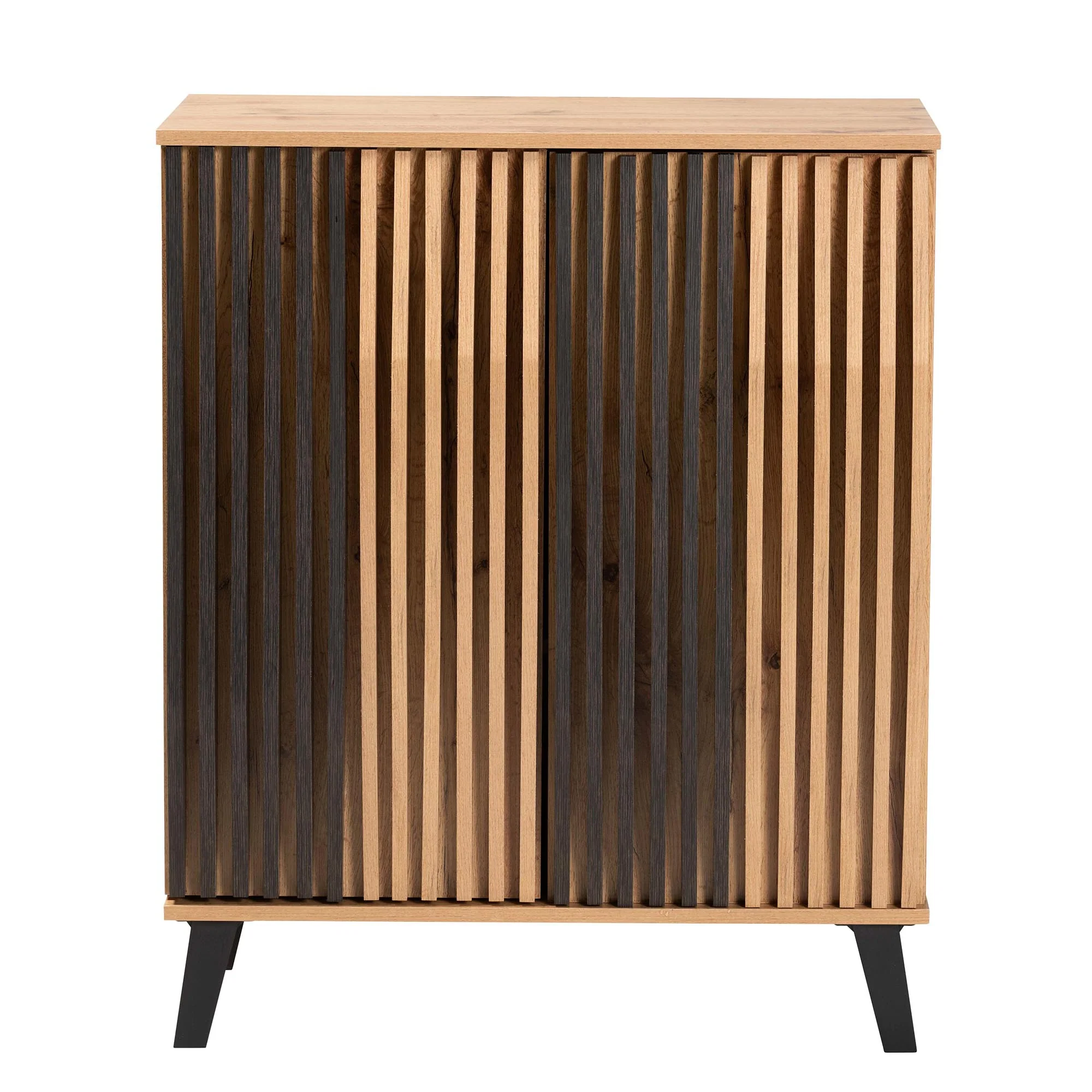 Baxton Studio Bergen Mid-Century Modern Transitional Two-Tone Espresso and Oak Brown Finished Wood 2-Door Storage Cabinet - Image 4