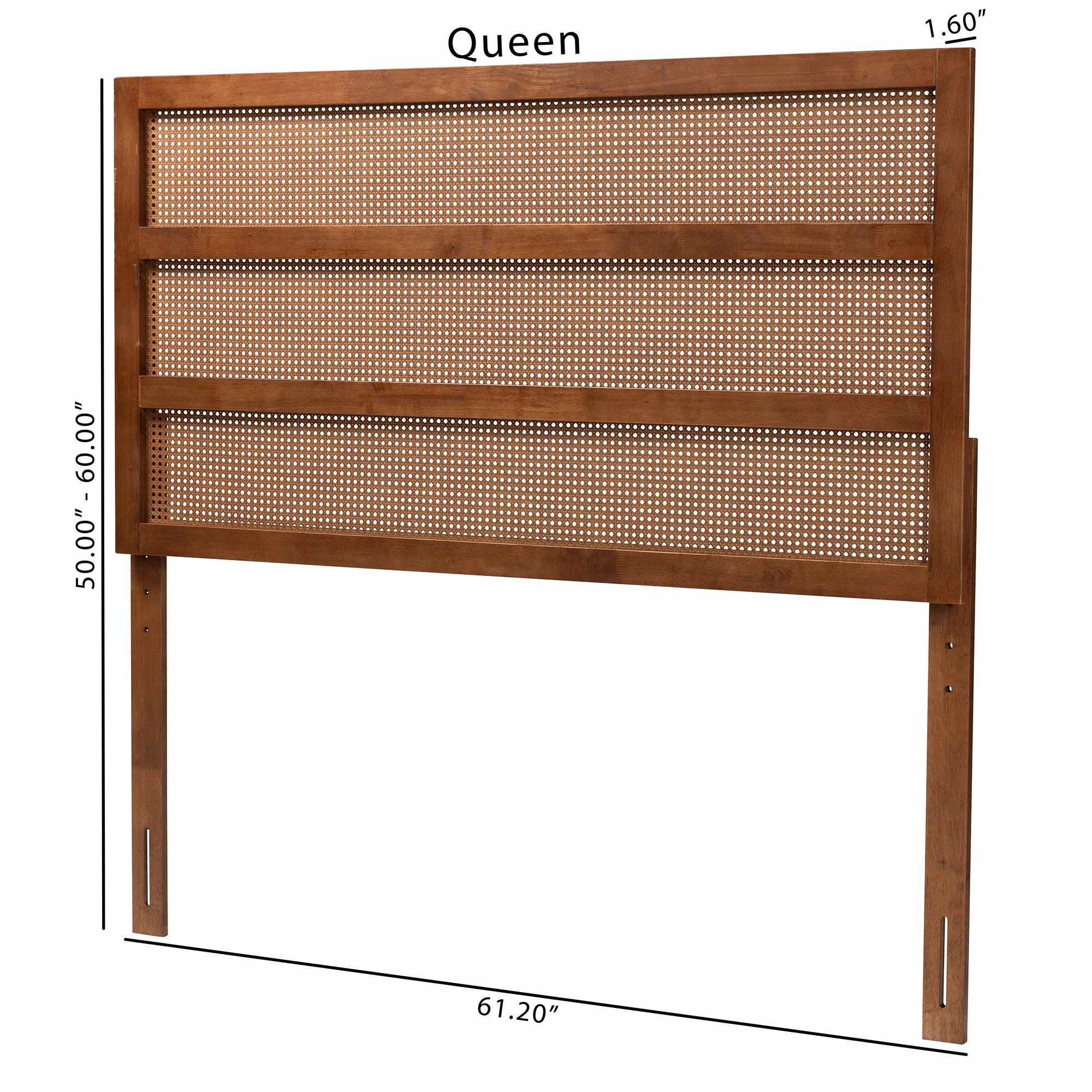 Baxton Studio Berne Mid-Century Modern Ash Walnut Finished Wood King Size Headboard with Rattan - Image 7