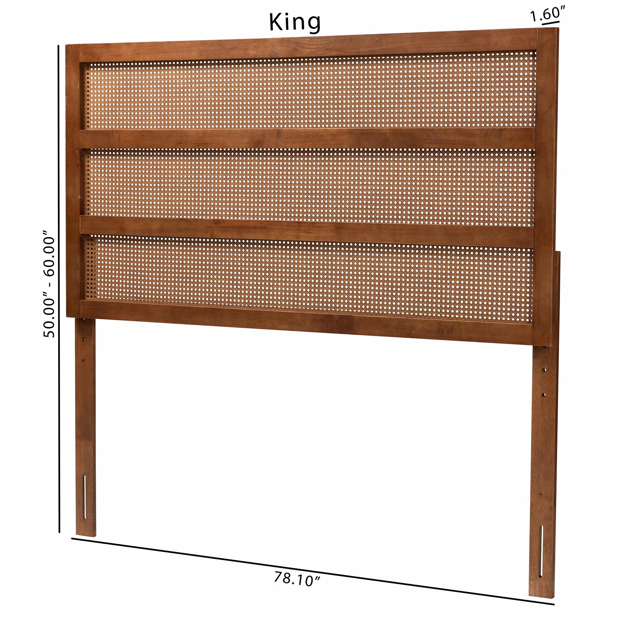 Baxton Studio Berne Mid-Century Modern Ash Walnut Finished Wood King Size Headboard with Rattan - Image 9