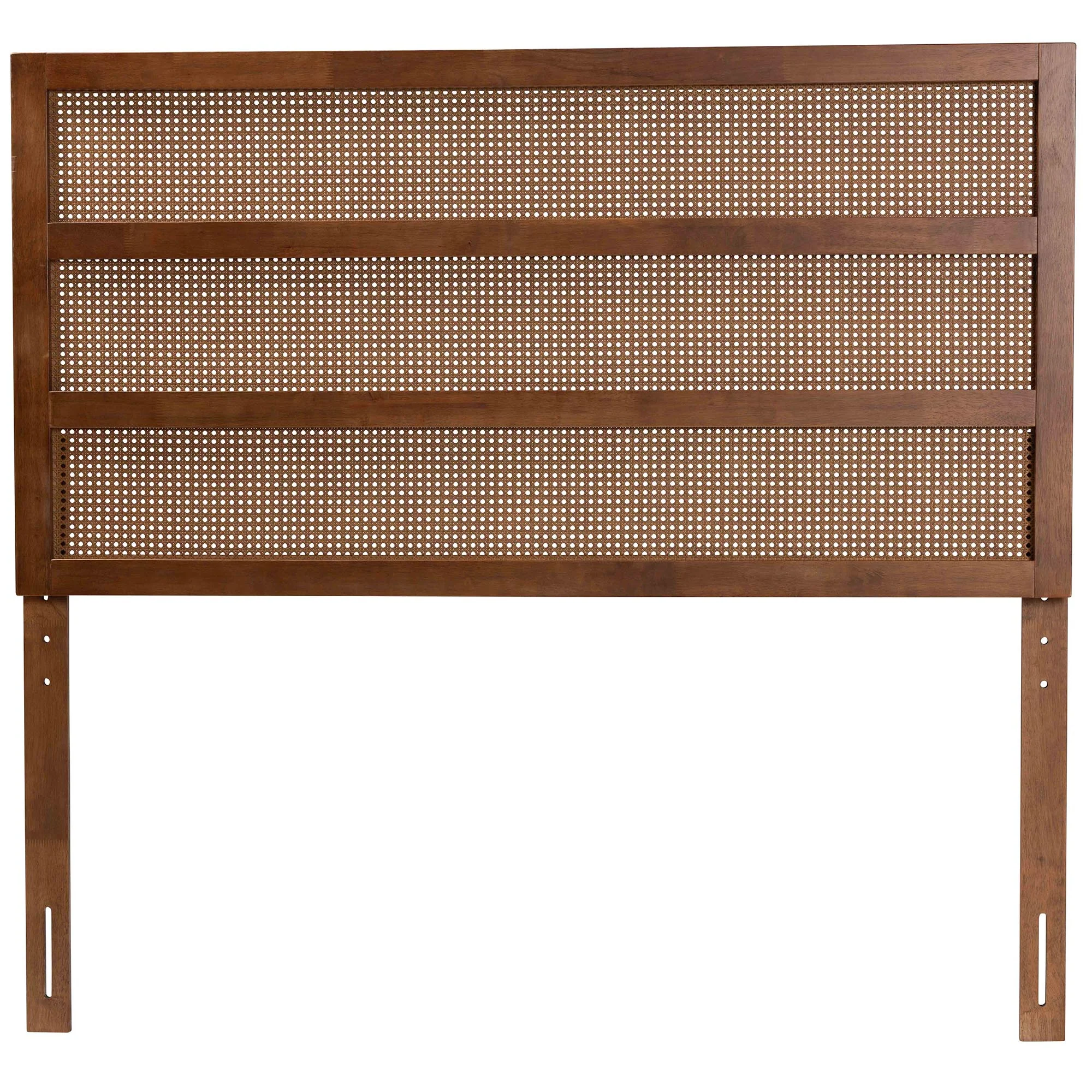 Baxton Studio Berne Mid-Century Modern Ash Walnut Finished Wood Queen Size Headboard with Rattan - Image 3