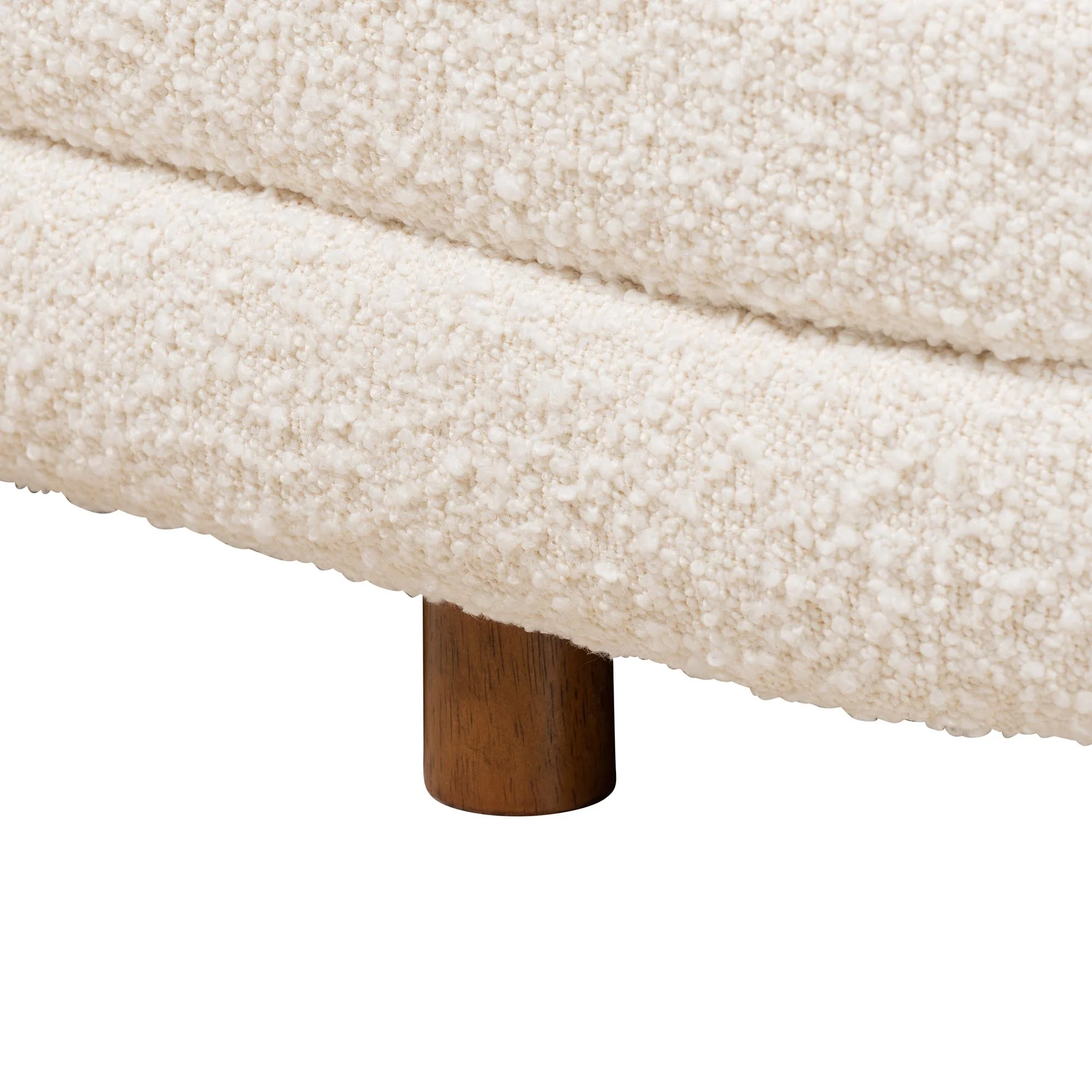 Baxton Studio Betiana Modern Japandi Cream Boucle Fabric and Walnut Brown Finished Wood Storage Bench - Image 6
