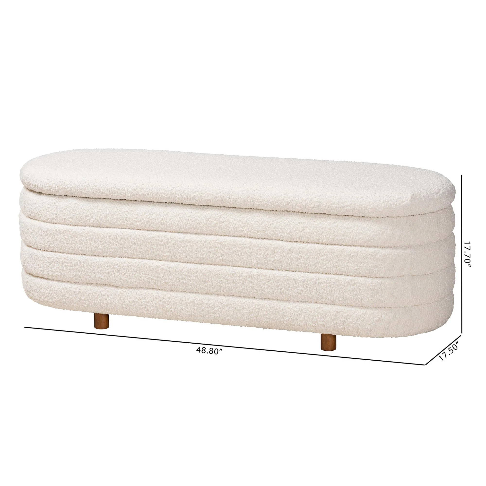 Baxton Studio Betiana Modern Japandi Cream Boucle Fabric and Walnut Brown Finished Wood Storage Bench - Image 9