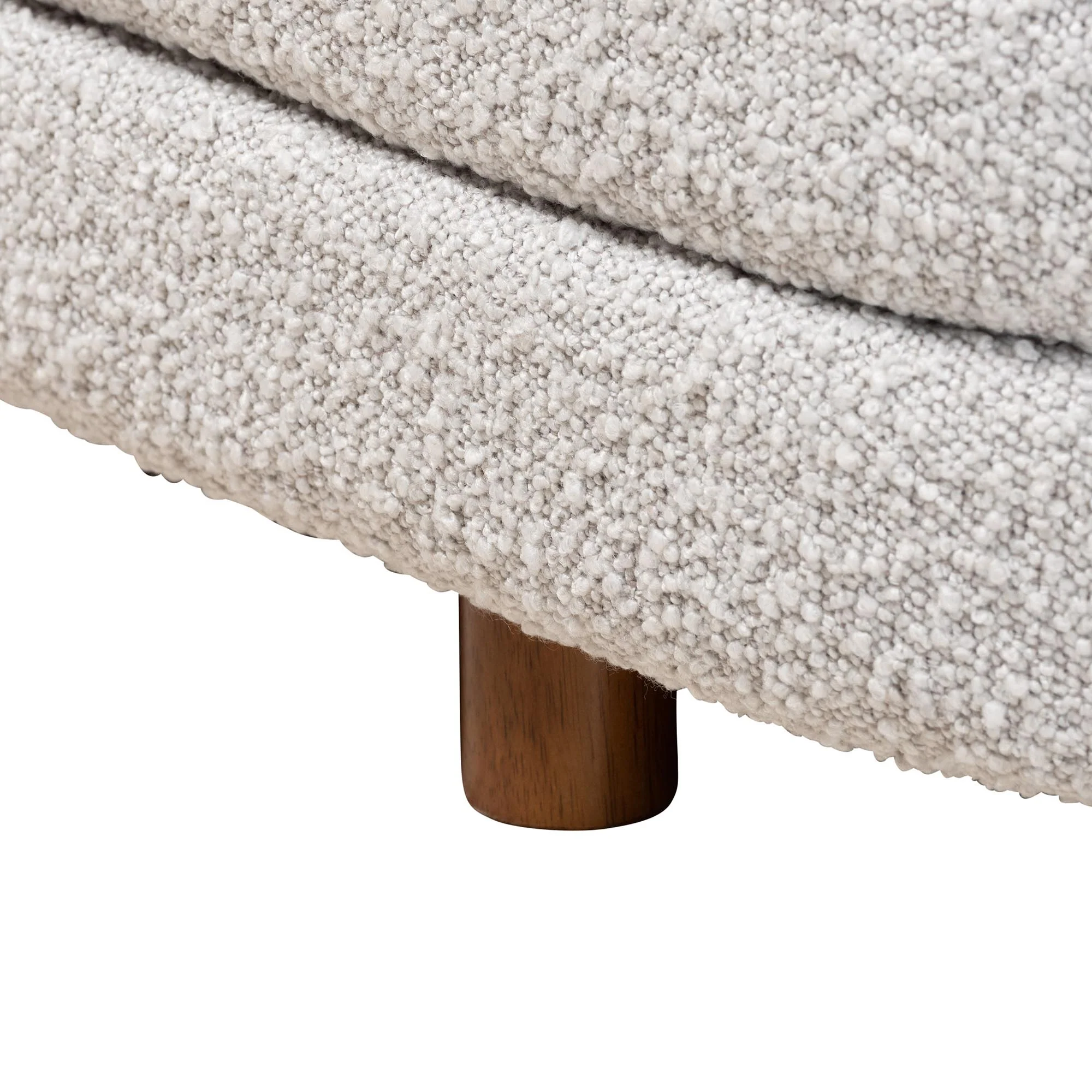 Baxton Studio Betiana Modern Japandi Light Grey Boucle Fabric and Walnut Brown Finished Wood Storage Bench - Image 6