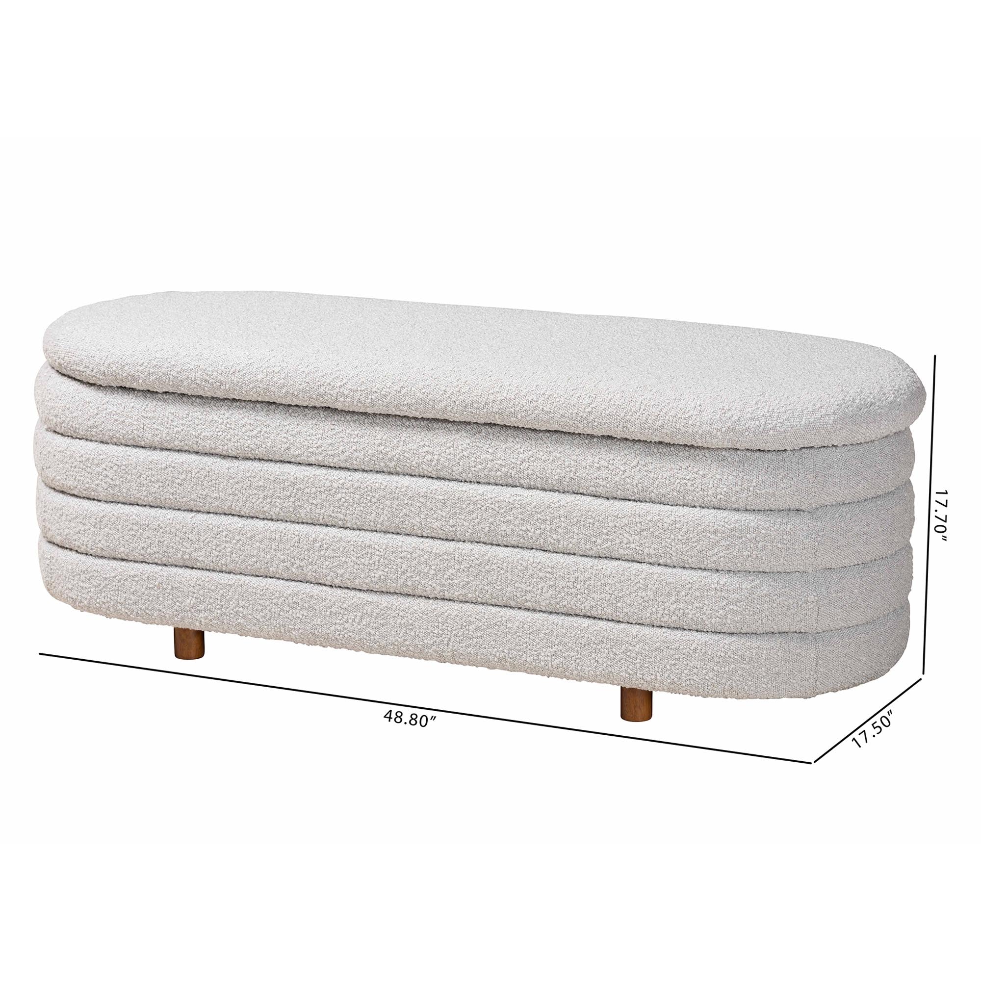 Baxton Studio Betiana Modern Japandi Light Grey Boucle Fabric and Walnut Brown Finished Wood Storage Bench - Image 9