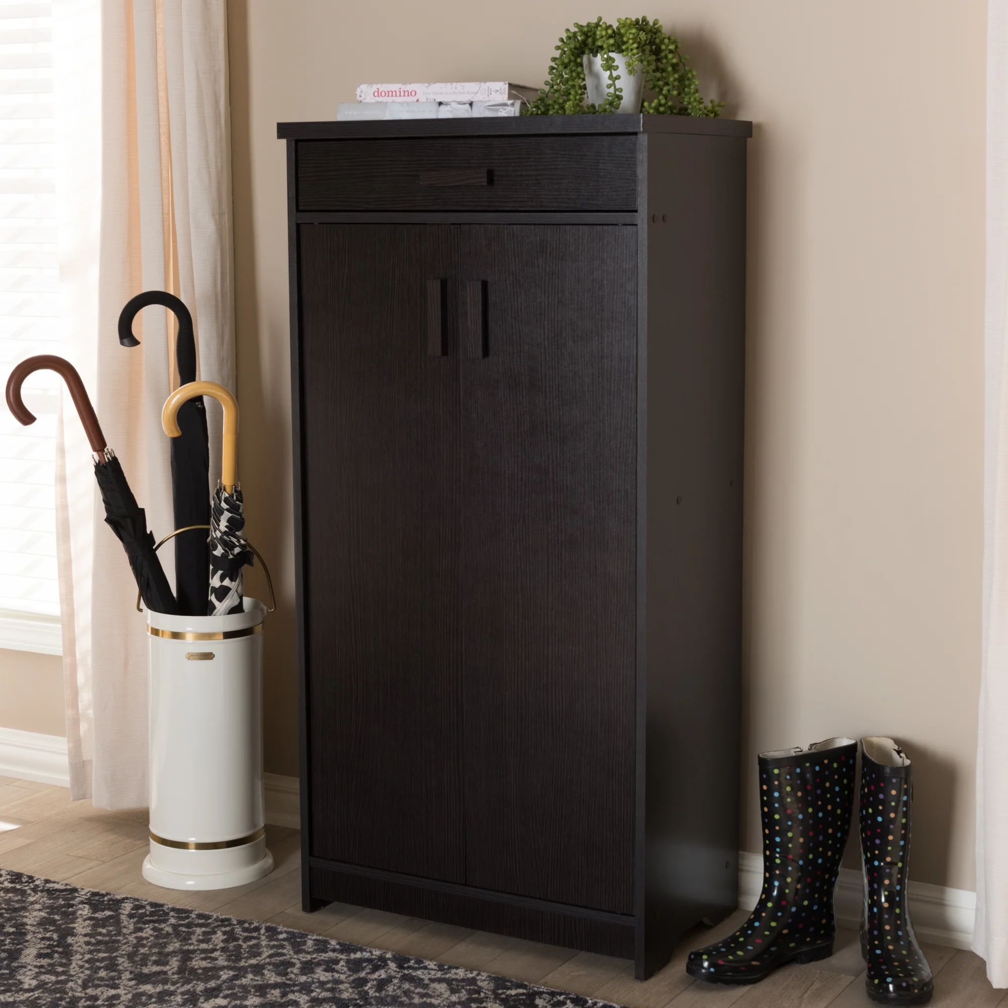 Baxton Studio Bienna Modern and Contemporary Wenge Brown Finished Shoe Cabinet - Image 3