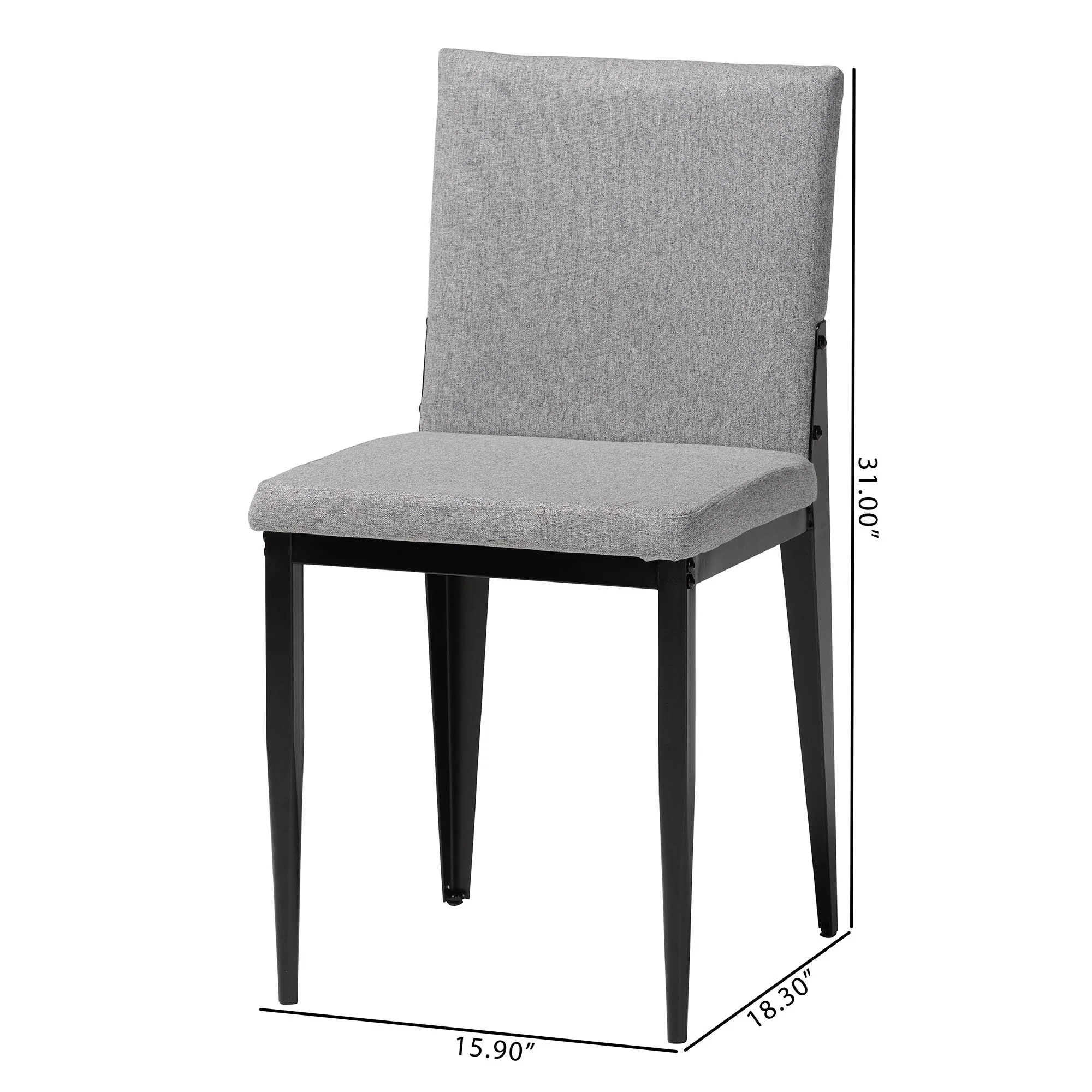 Baxton Studio Bishop Industrial Beige Fabric and Metal Dining Chair - Image 15