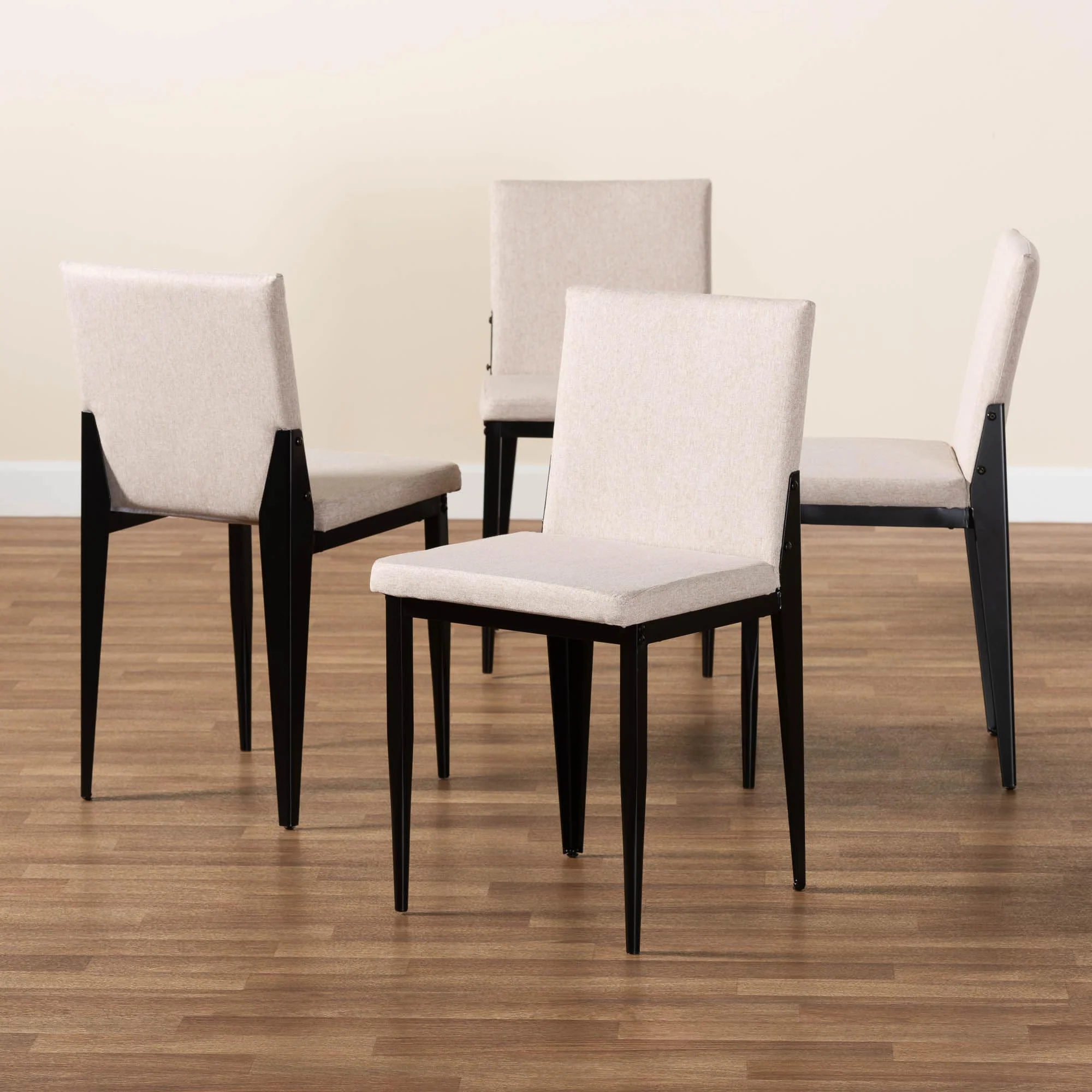 Baxton Studio Bishop Industrial Beige Fabric and Metal Dining Chair - Image 3