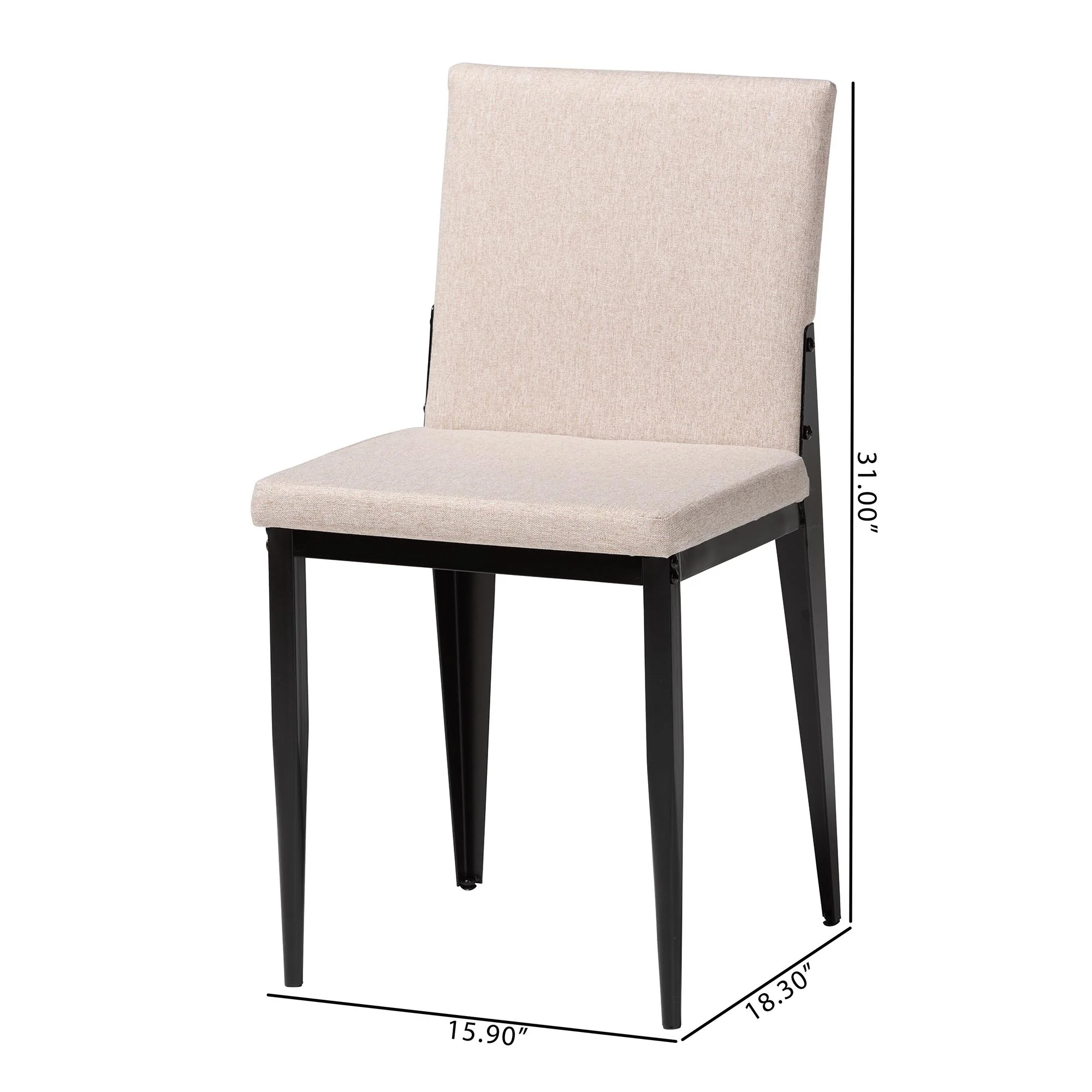 Baxton Studio Bishop Industrial Beige Fabric and Metal Dining Chair - Image 4