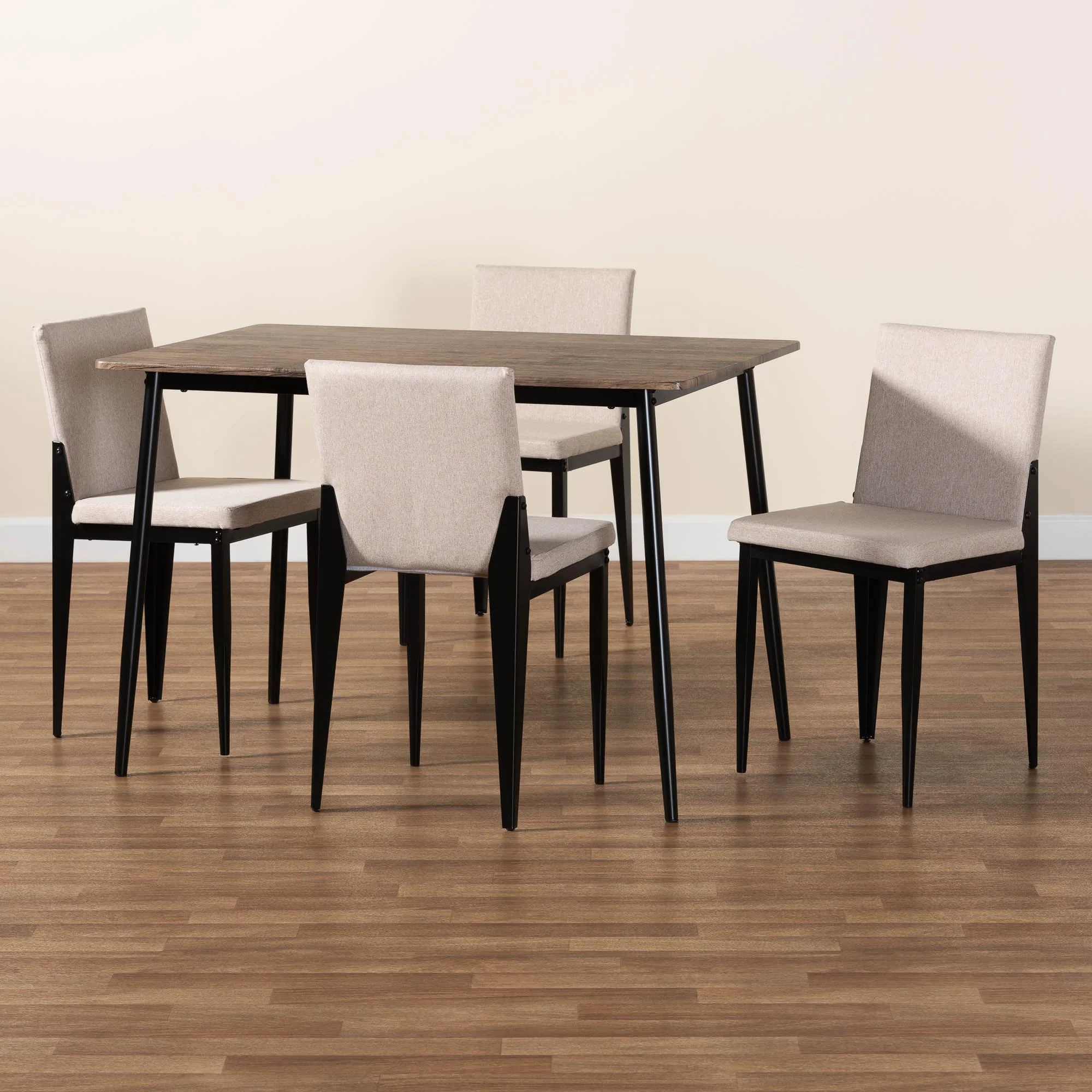 Baxton Studio Bishop Industrial Beige Fabric and Metal Dining Set - Image 2