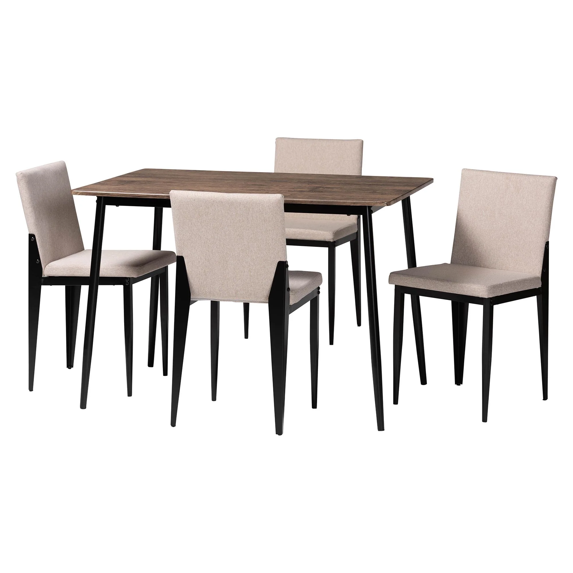 Baxton Studio Bishop Industrial Beige Fabric and Metal Dining Set - Image 4