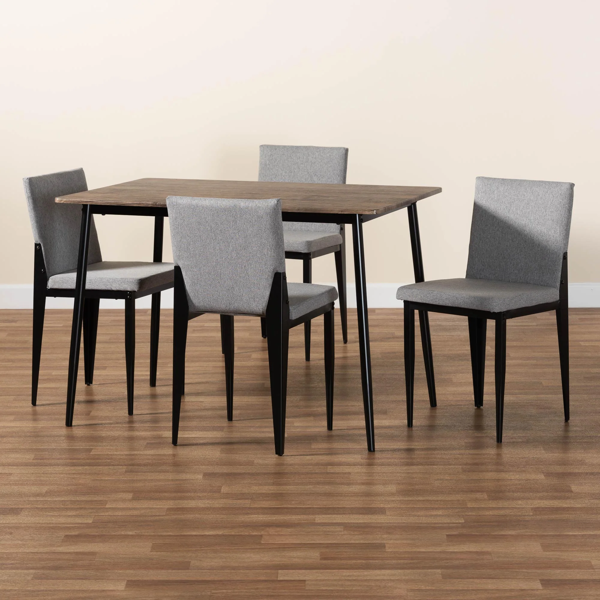 Baxton Studio Bishop Industrial Grey Fabric and Metal Dining Set - Image 2