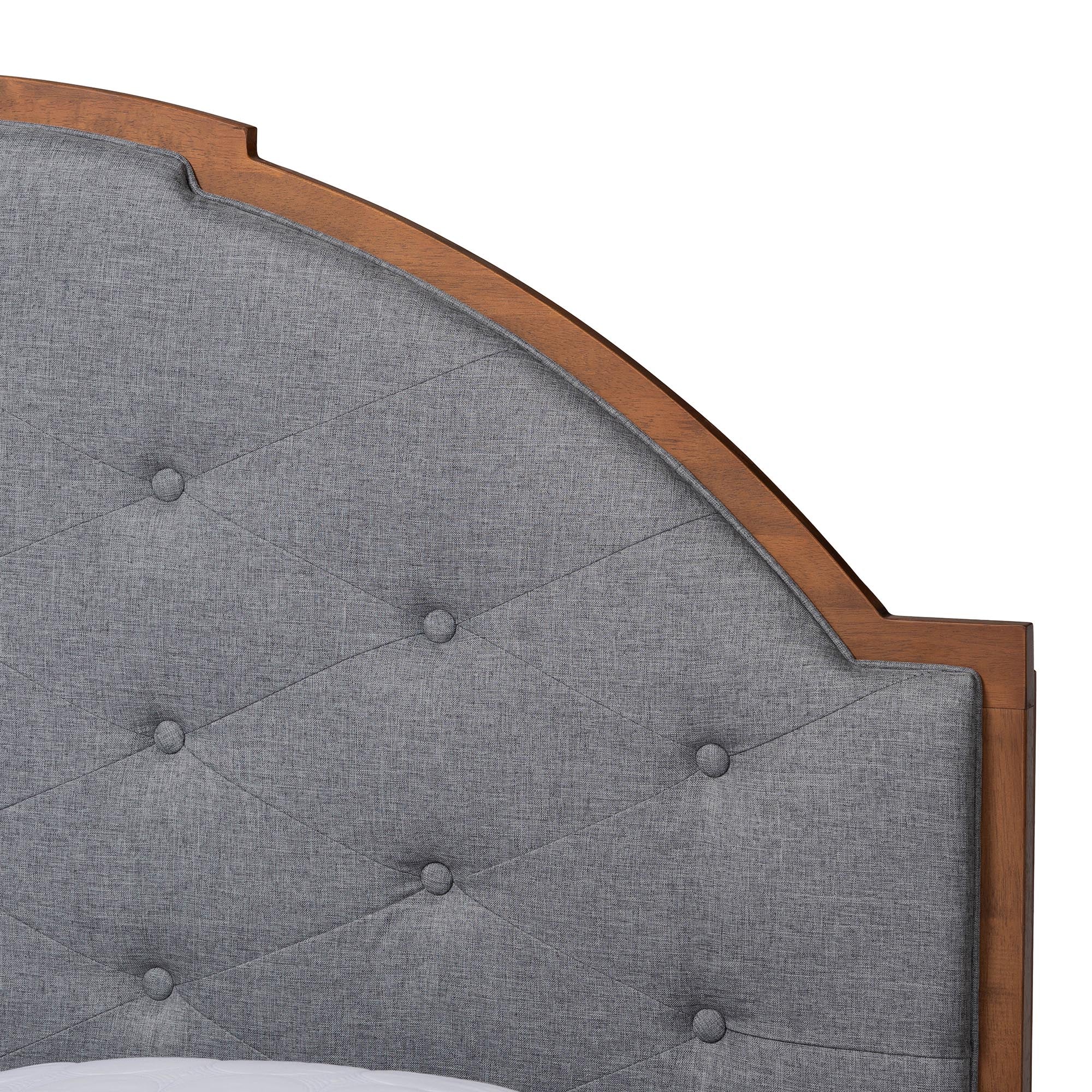 Baxton Studio Blanchard Mid-Century Modern Grey Fabric and Walnut Brown Wood King Size Platform Bed - Image 9