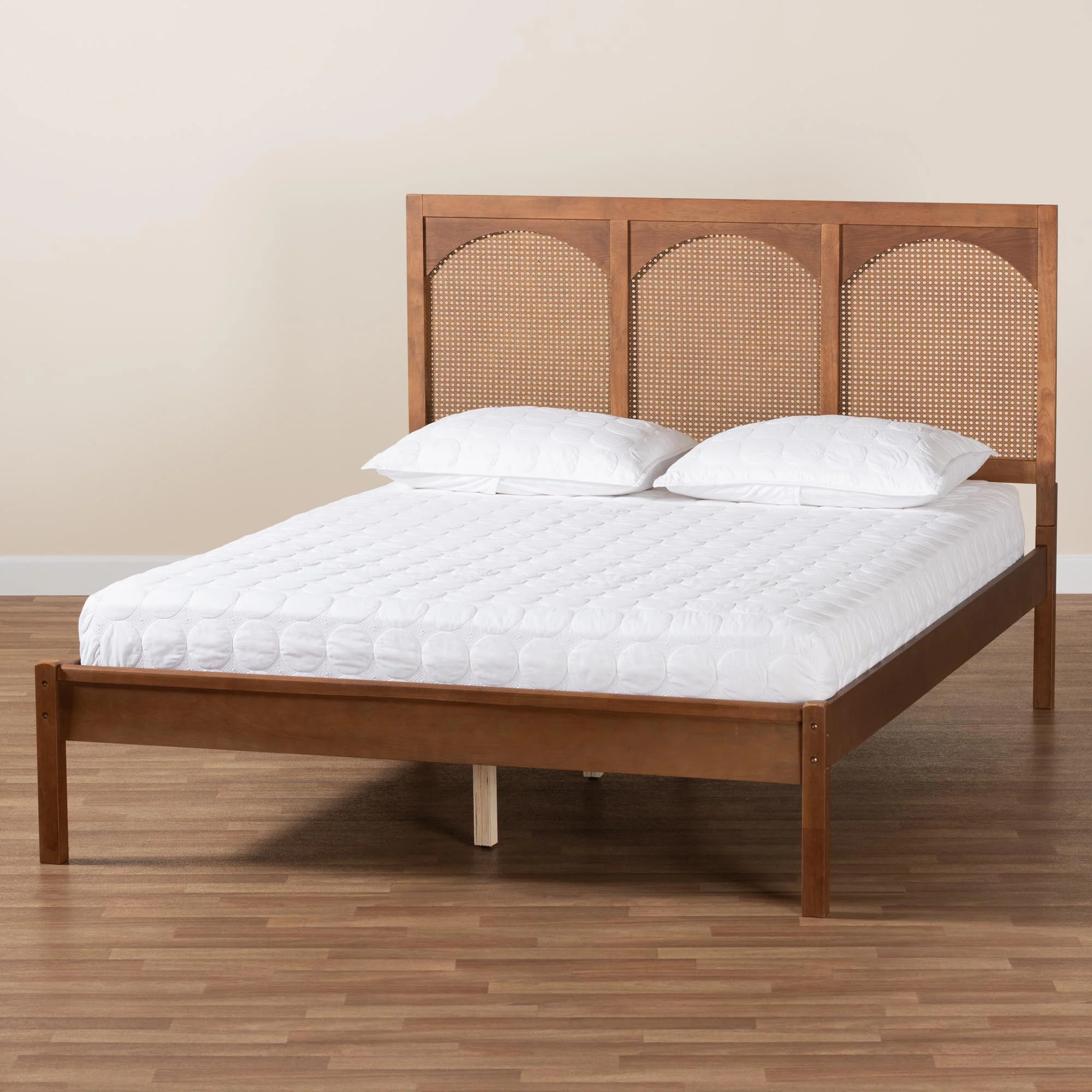 Baxton Studio Blossom Classic and Traditional Ash Walnut Finished Wood and Rattan King Size Platform Bed - Image 10