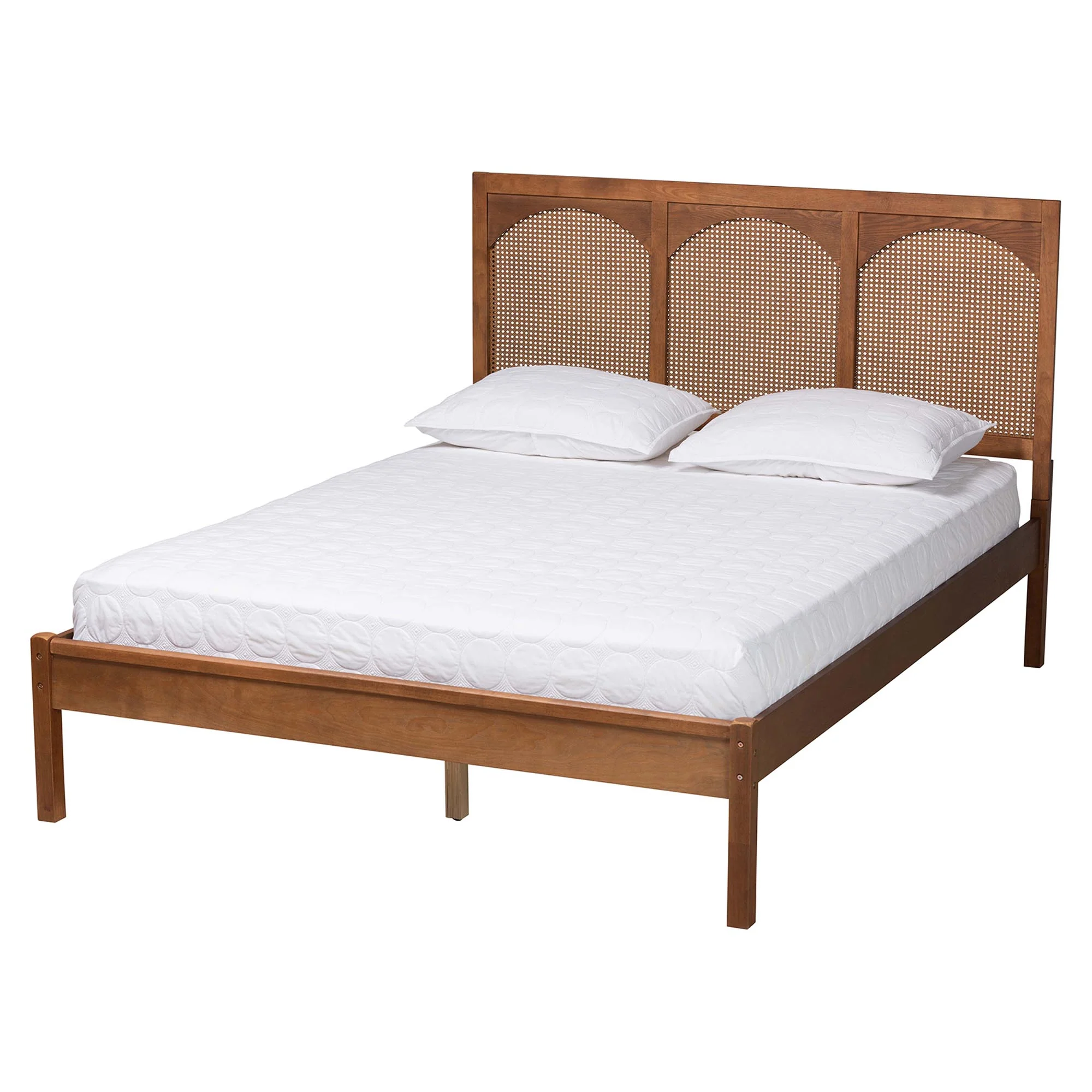 Baxton Studio Blossom Classic and Traditional Ash Walnut Finished Wood and Rattan King Size Platform Bed - Image 2
