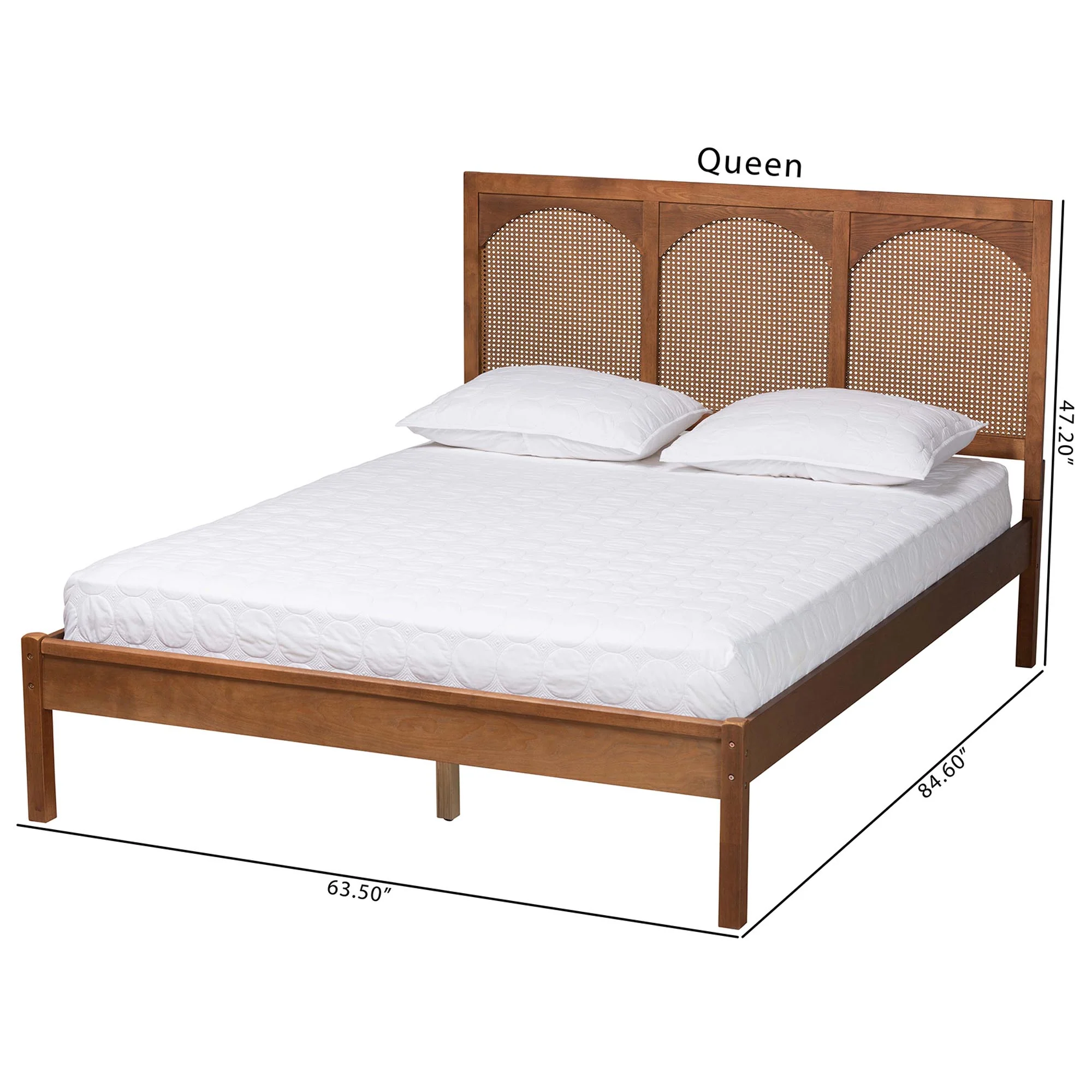 Baxton Studio Blossom Classic and Traditional Ash Walnut Finished Wood and Rattan King Size Platform Bed - Image 8