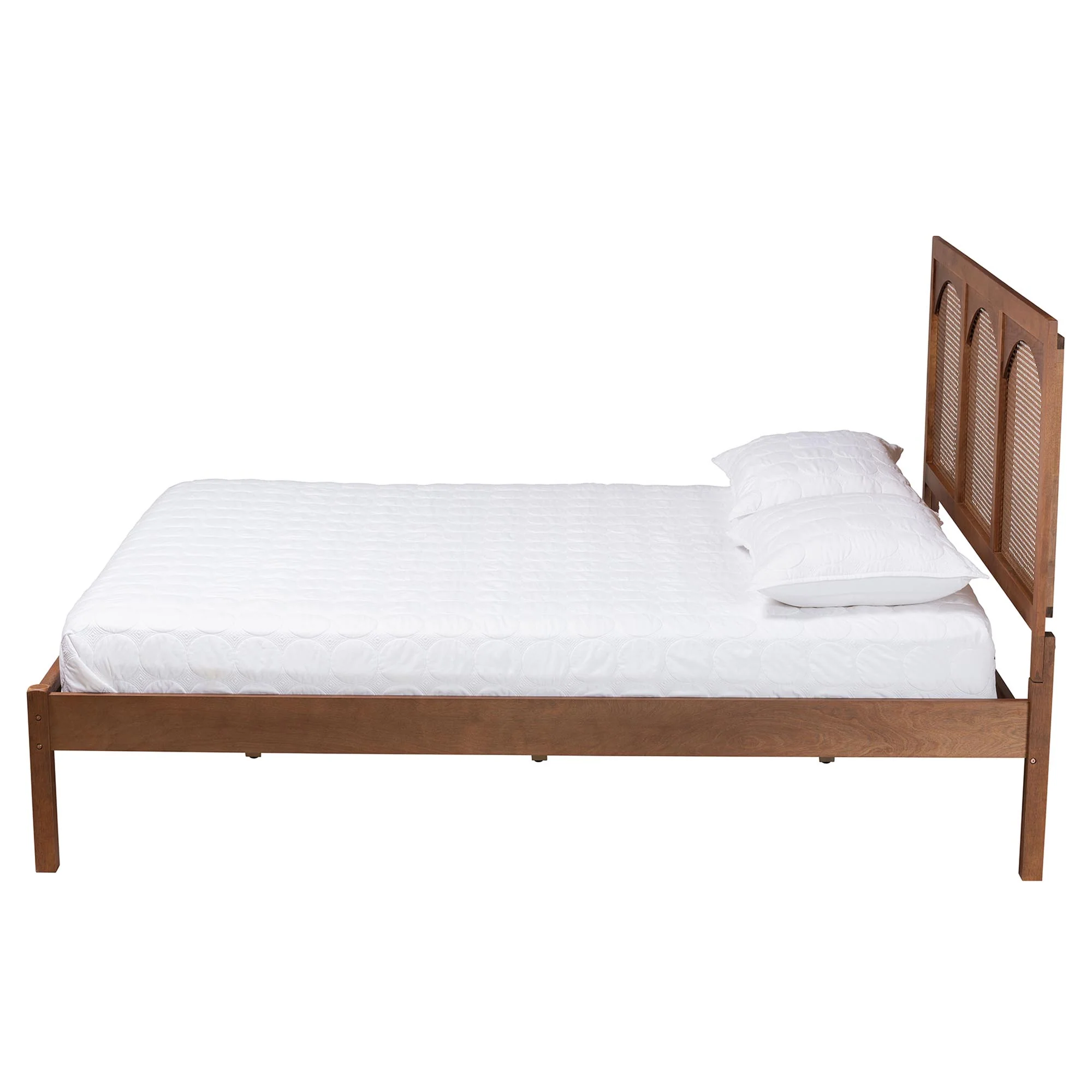Baxton Studio Blossom Classic and Traditional Ash Walnut Finished Wood and Rattan Queen Size Platform Bed - Image 3